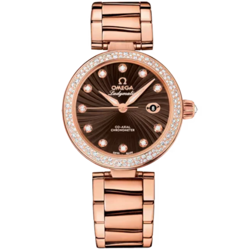 DE VILLE LADYMATIC 34 MM RED GOLD WITH BROWN DIAL - Omega