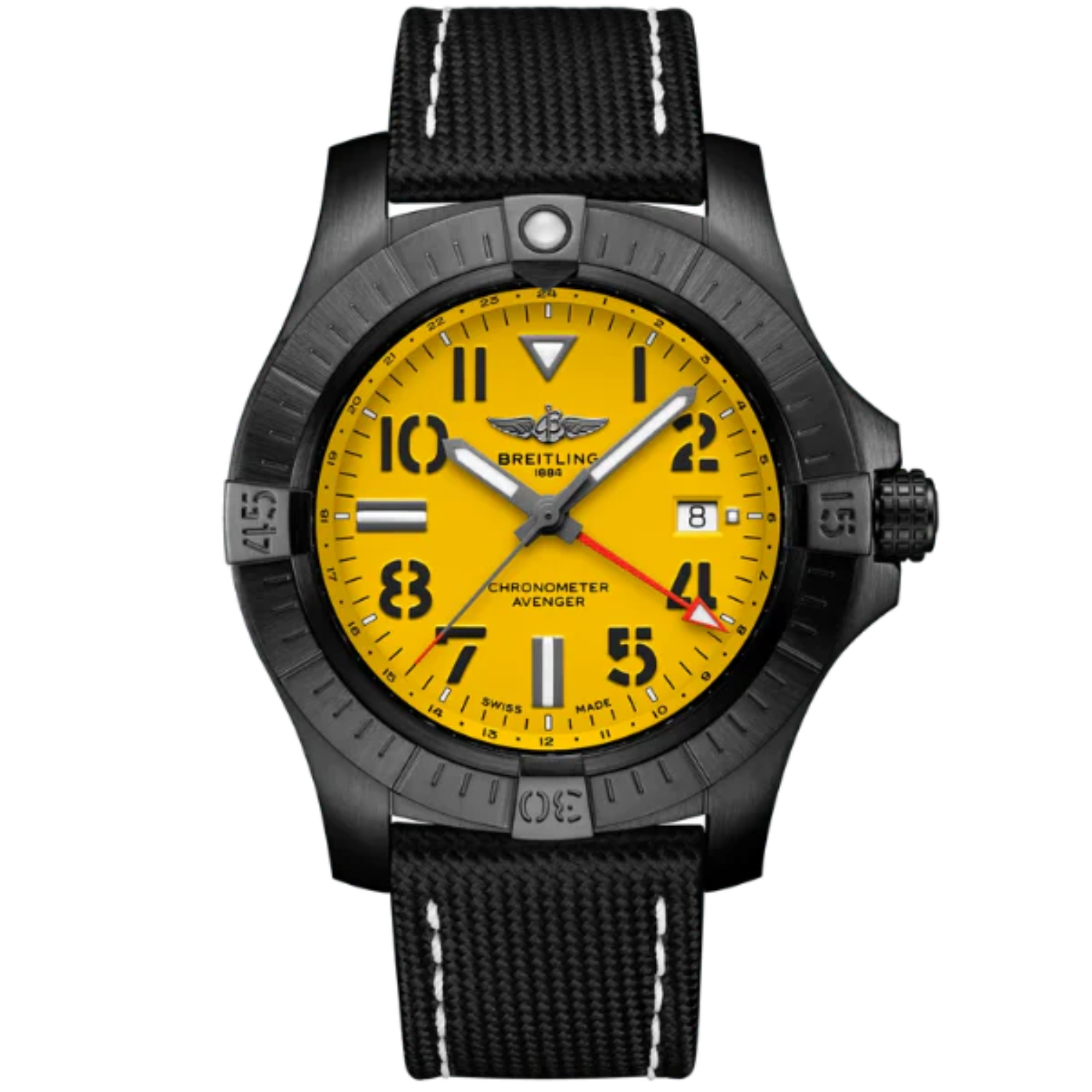 AVENGER AUTOMATIC GMT NIGHT MISSION 45 MM DLC-COATED TITANIUM WITH YELLOW DIAL - Breitling
