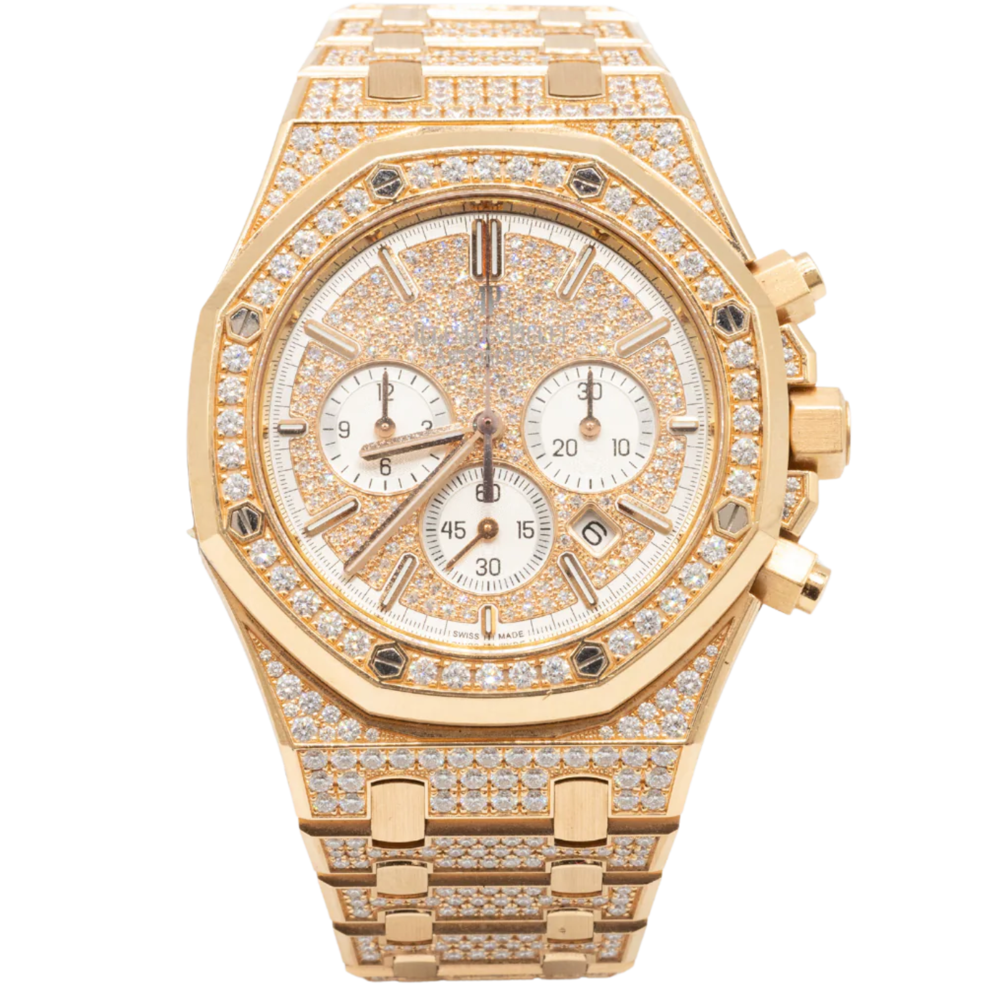 Royal Oak Chronograph 41MM 18-Carat Pink Gold Bracelet Set With Diamonds Diamond-Paved Dial 18-Carat Pink Gold Case Entirely Set With Diamonds - Audemars Piguet