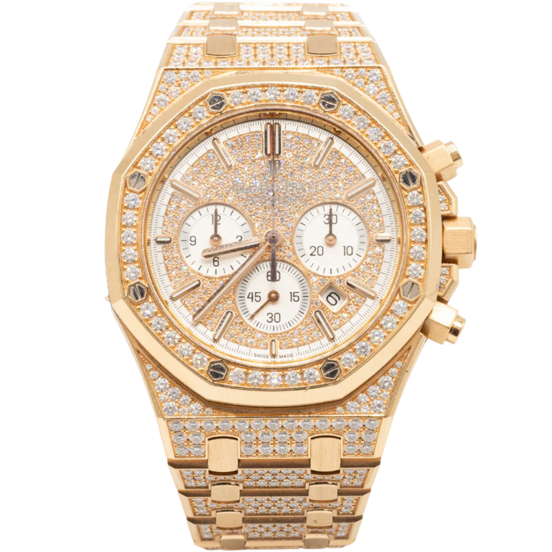 Royal Oak Chronograph 41MM 18-Carat Pink Gold Bracelet Set With Diamonds Diamond-Paved Dial 18-Carat Pink Gold Case Entirely Set With Diamonds - Audemars Piguet