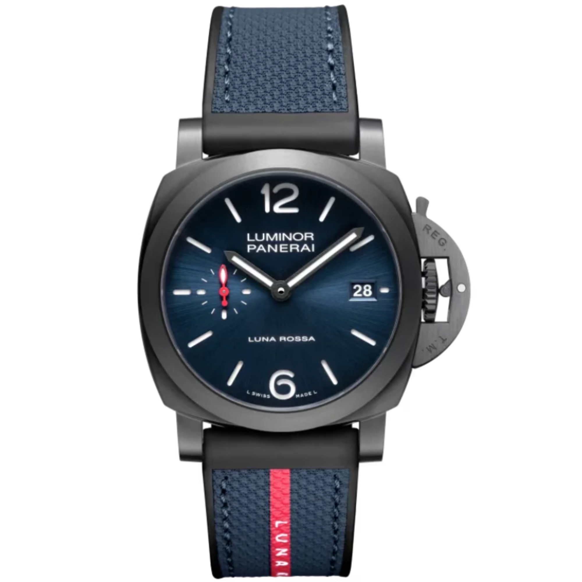 LUMINOR QUARANTA LUNA ROSSA PAM01408 40 MM DLC STEEL WITH BLUE DIAL - Panerai
