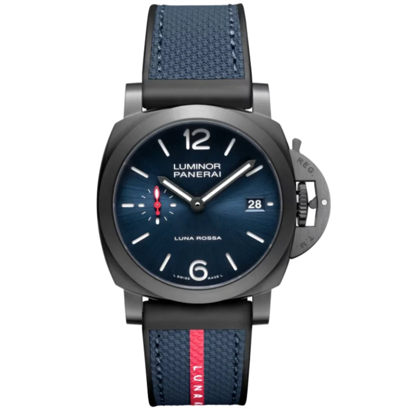 LUMINOR QUARANTA LUNA ROSSA PAM01408 40 MM DLC STEEL WITH BLUE DIAL - Panerai