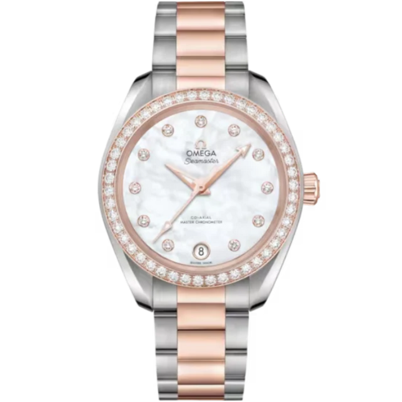 SEAMASTER AQUA TERRA 150M 34 MM STAINLESS STEEL - SEDNA™ GOLD WITH MOTHER OF PEARL DIAL - Omega