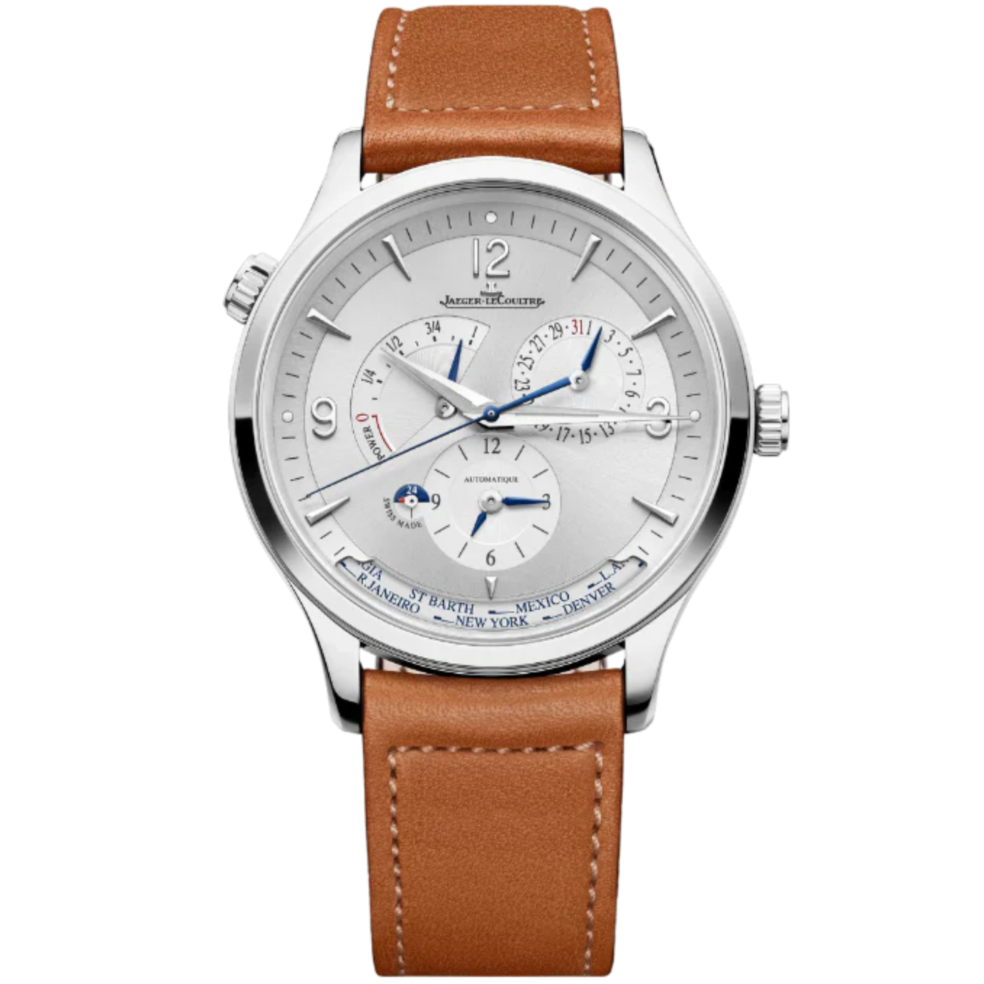 MASTER CONTROL GEOGRAPHIC 40 MM STAINLESS STEEL WITH SILVER GREY SUNRAY BRUSHED DIAL - Jaeger-LeCoultre
