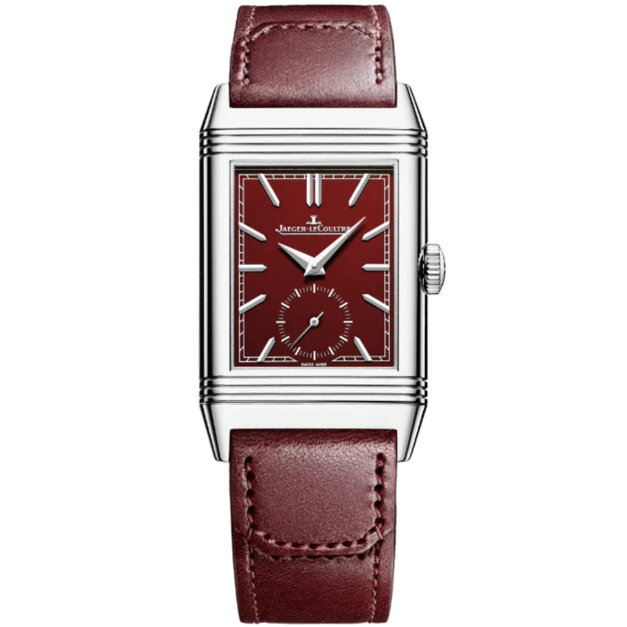 REVERSO TRIBUTE MONOFACE SMALL SECONDS 46 MM STAINLESS STEEL WITH BURGUNDY SUNRAY BRUSHED DIAL - Jaeger-LeCoultre