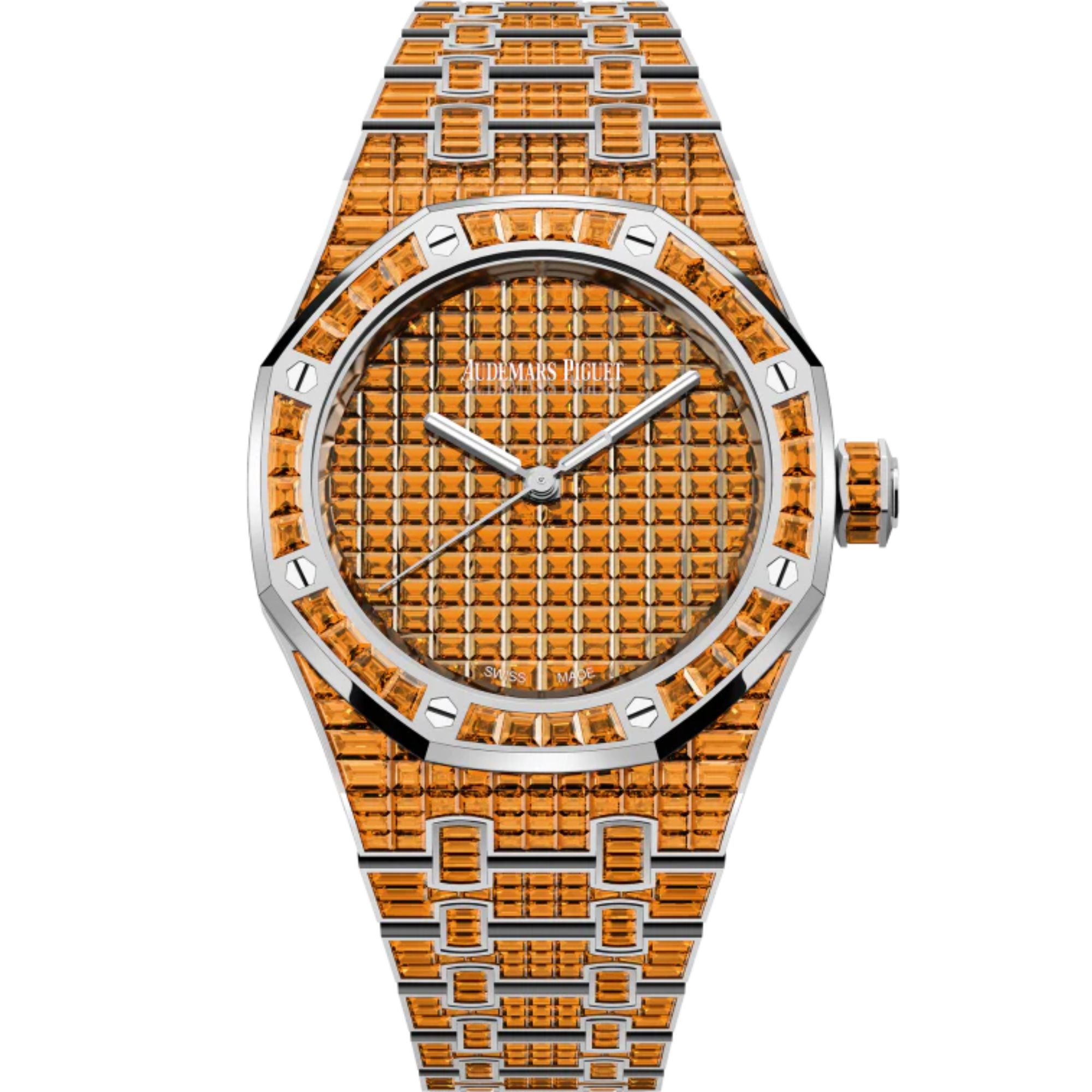 Royal Oak Selfwinding Orange Spessartite 50th Anniversary 37MM 18-Carat White Gold Bracelet 18-Carat White Gold Dial 18-Carat White Gold Case Set With Baguette-Cut Orange Spessartites - Audemars Piguet