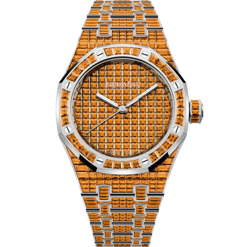 Royal Oak Selfwinding Orange Spessartite 50th Anniversary 37MM 18-Carat White Gold Bracelet 18-Carat White Gold Dial 18-Carat White Gold Case Set With Baguette-Cut Orange Spessartites - Audemars Piguet
