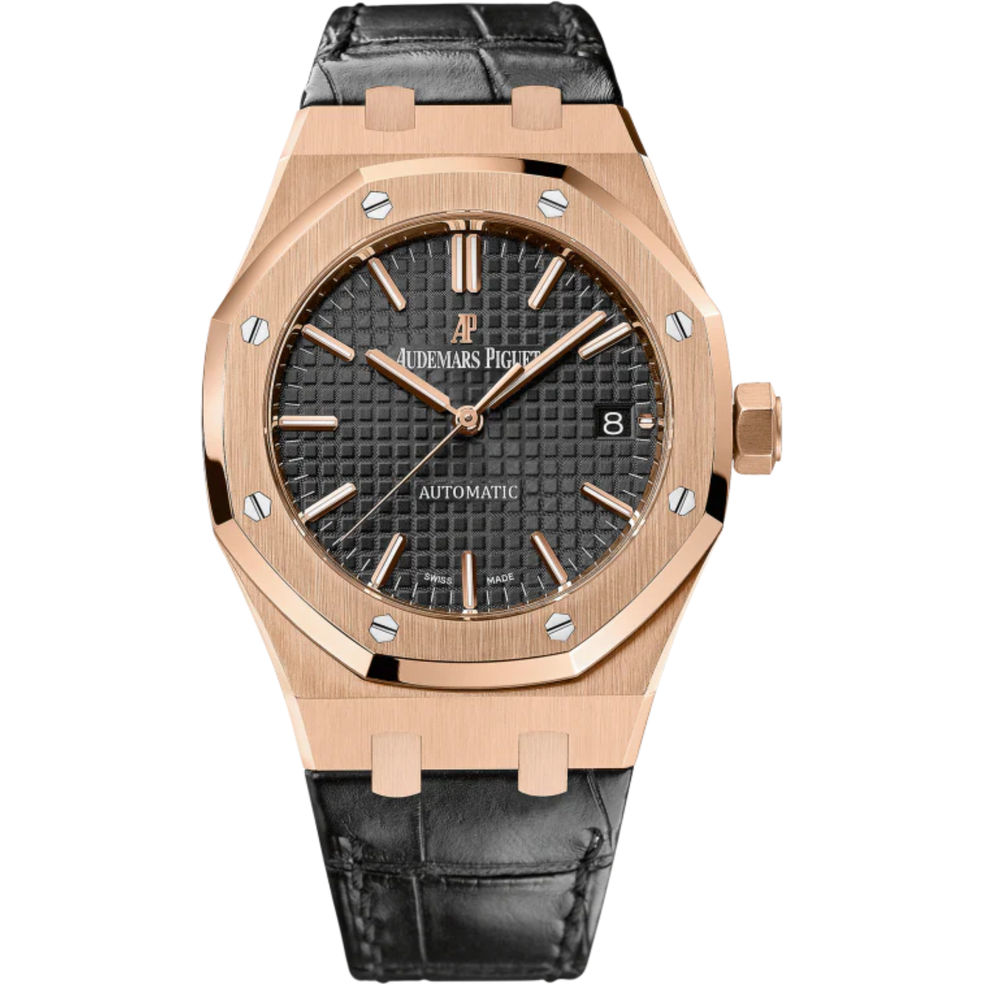 Audemars Piguet Royal Oak Ref. 15450OR.OO.D002CR.01 37mm Rose Gold Black Dial on Leather - Audemars Piguet