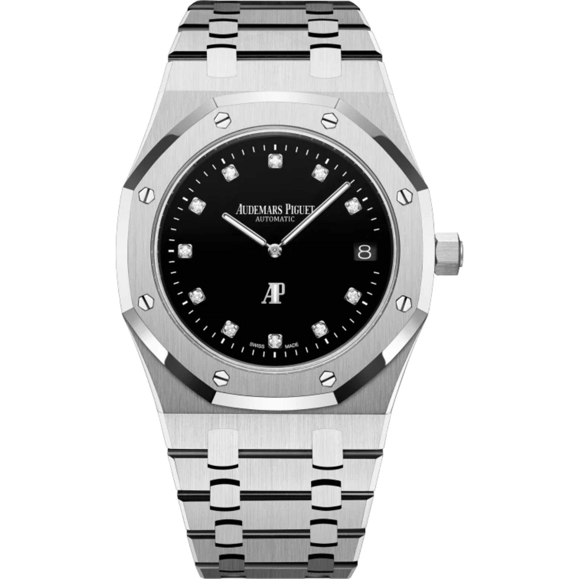 Royal Oak Jumbo Extra-Thin 39MM 950 Platinum Bracelet Black Onyx Dial Brilliant-Cut Diamond Set Hour-Markers 950 Platinum Case - Audemars Piguet