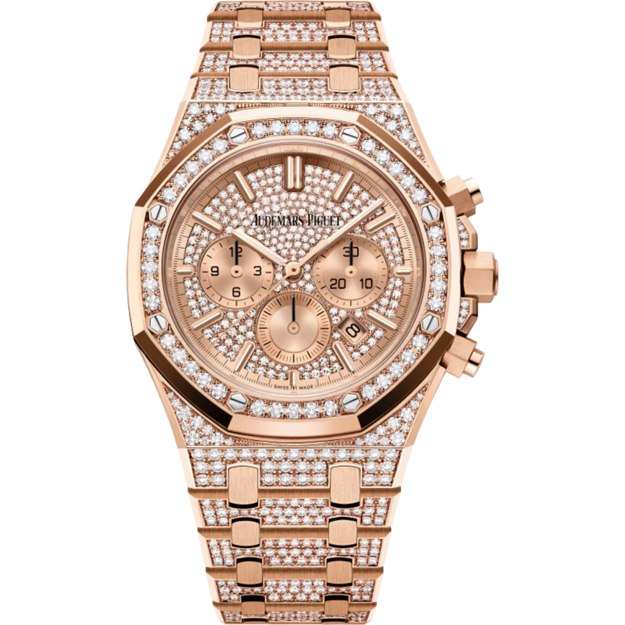 Royal Oak Selfwinding Chronograph 41MM 18-Carat Pink Gold Bracelet Set With Brilliant Cut Diamonds 18-Carat Pink Gold Dial Set With Brilliant Cut Diamonds 18-Carat Pink Gold Case Set With Brilliant Cut Diamonds - Audemars Piguet