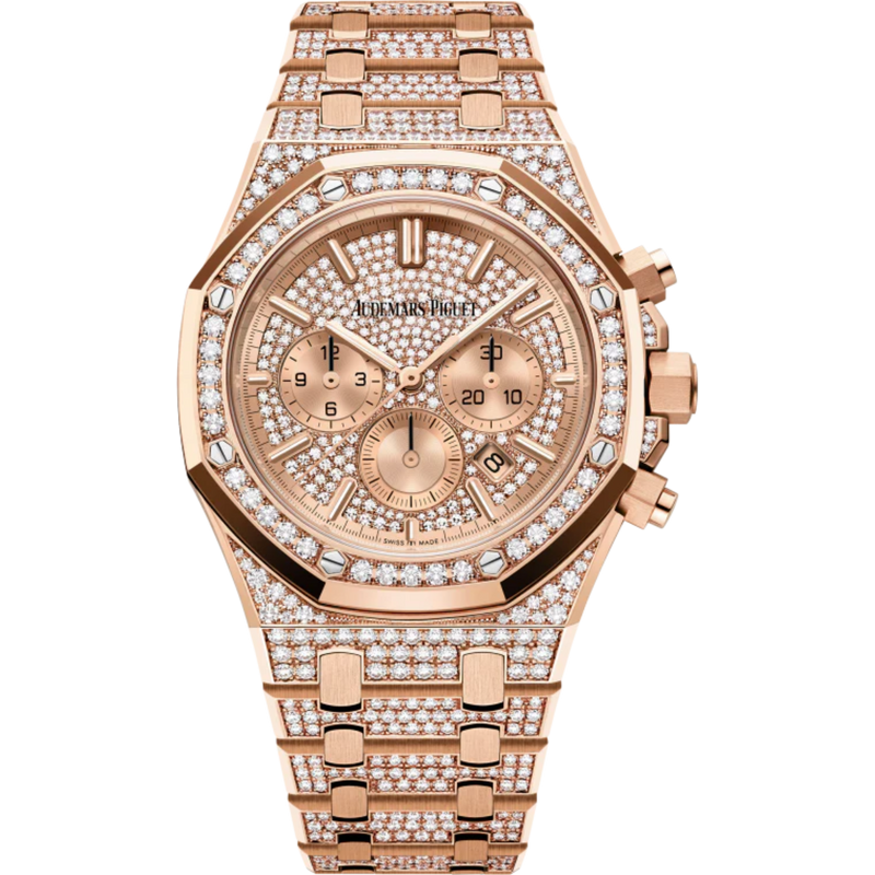 Royal Oak Selfwinding Chronograph 41MM 18-Carat Pink Gold Bracelet Set With Brilliant Cut Diamonds 18-Carat Pink Gold Dial Set With Brilliant Cut Diamonds 18-Carat Pink Gold Case Set With Brilliant Cut Diamonds - Audemars Piguet