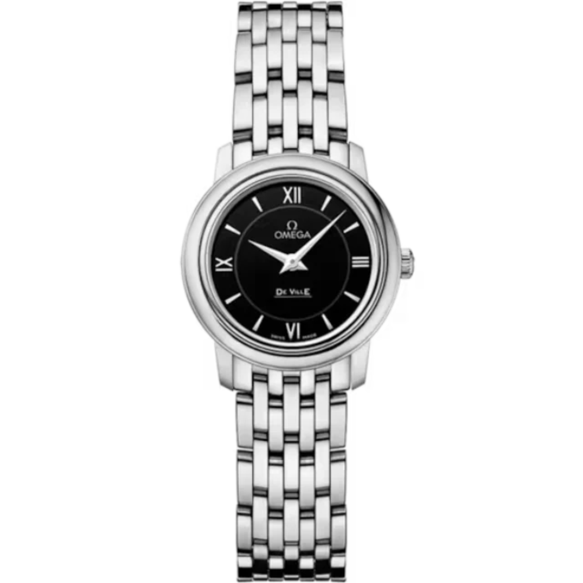 DE VILLE PRESTIGE 24 MM STAINLESS STEEL WITH BLACK DIAL - Omega