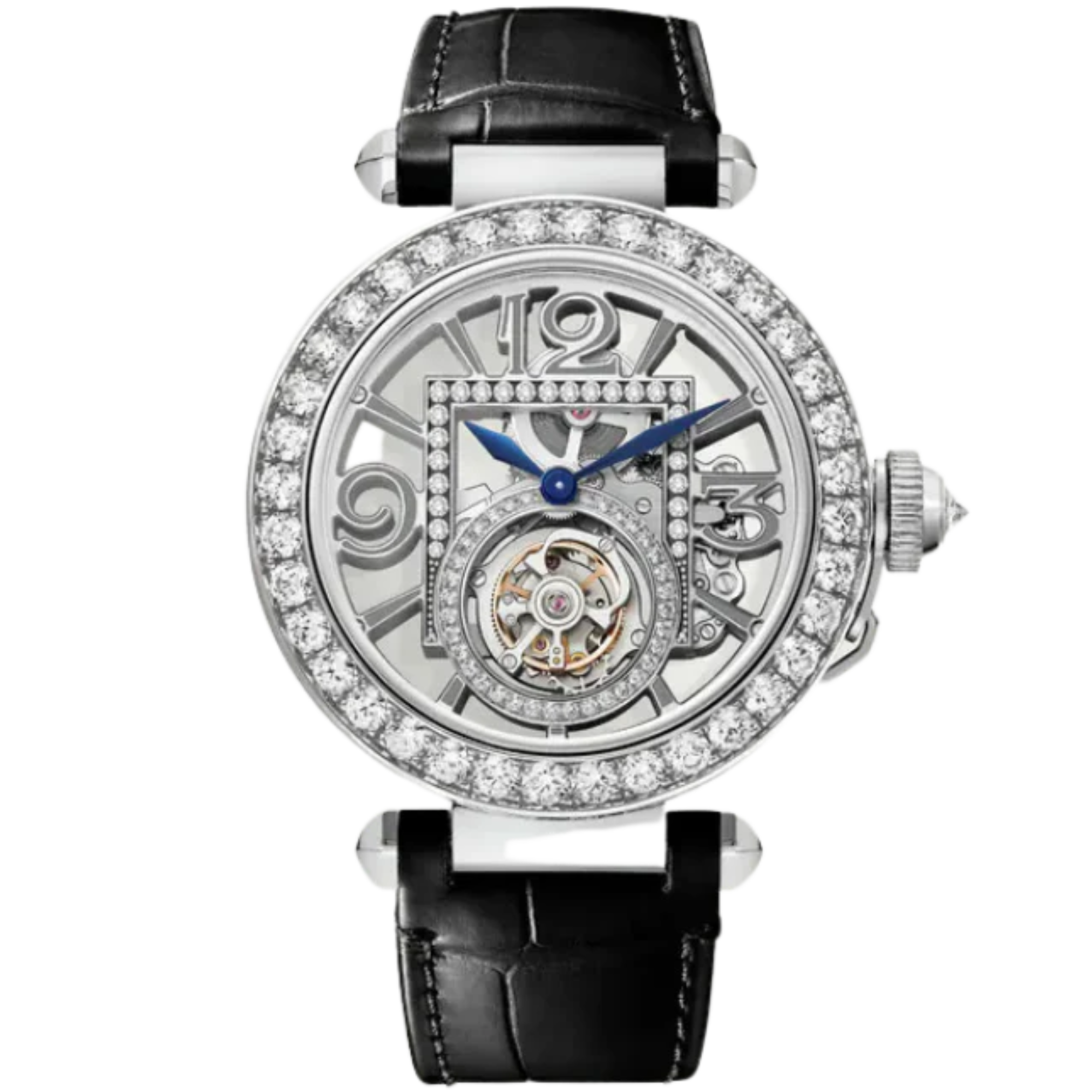 PASHA DE CARTIER TOURBILLION SKELETON 41 MM RHODIUMIZED 18K WHITE GOLD - Cartier
