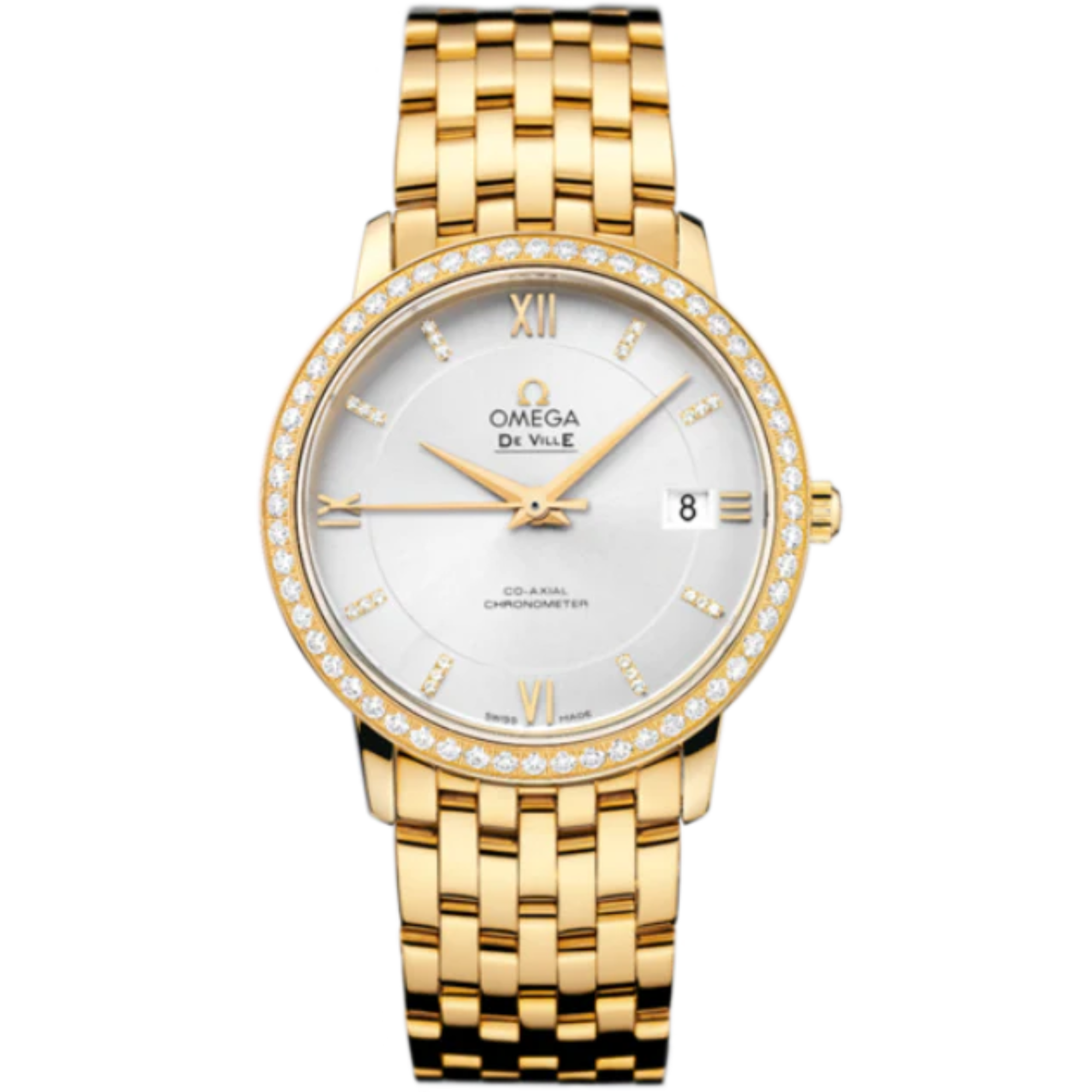 DE VILLE PRESTIGE 37 MM YELLOW GOLD WITH SILVER DIAL - Omega