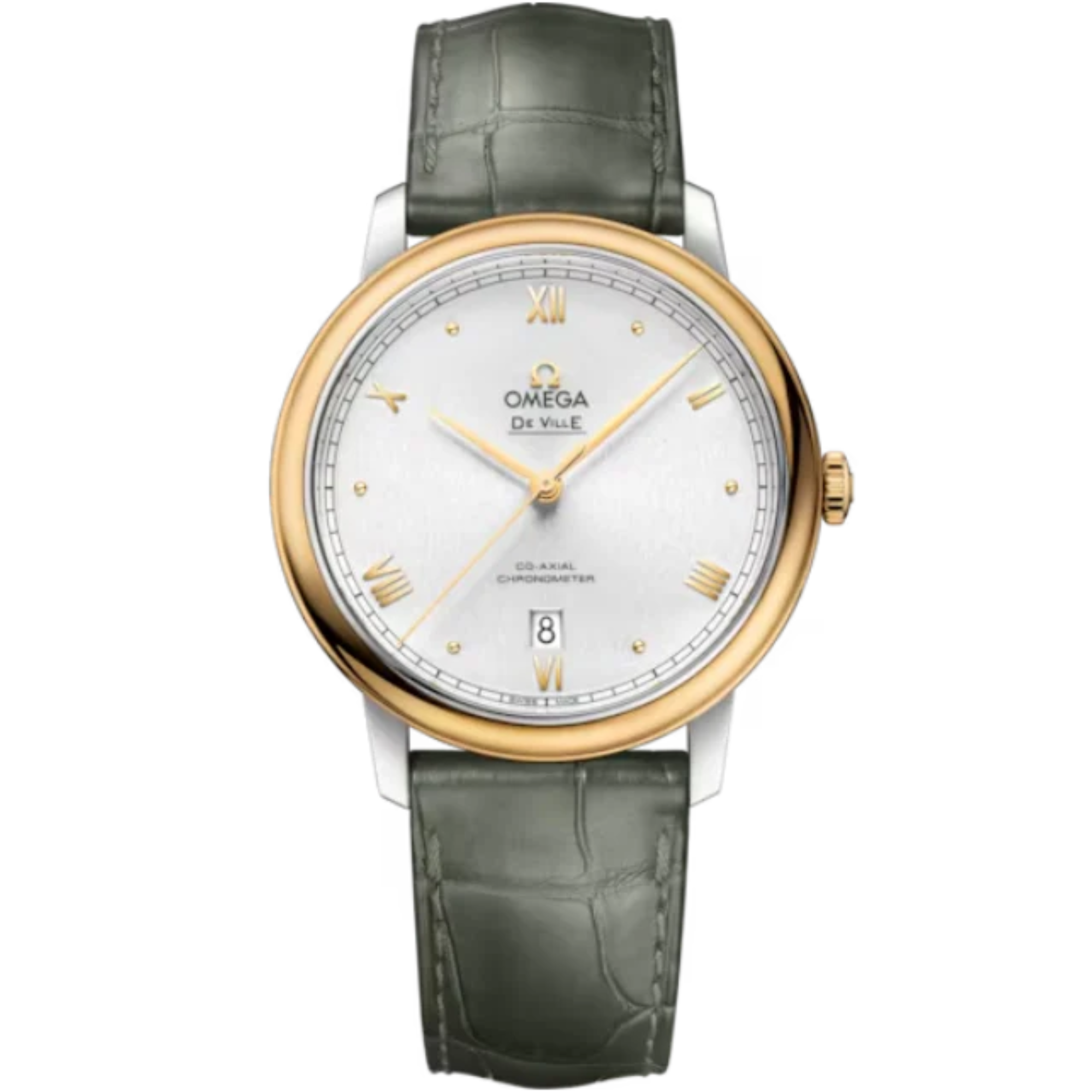 DE VILLE PRESTIGE 39 MM STAINLESS STEEL - YELLOW GOLD WITH SILVER DIAL - Omega