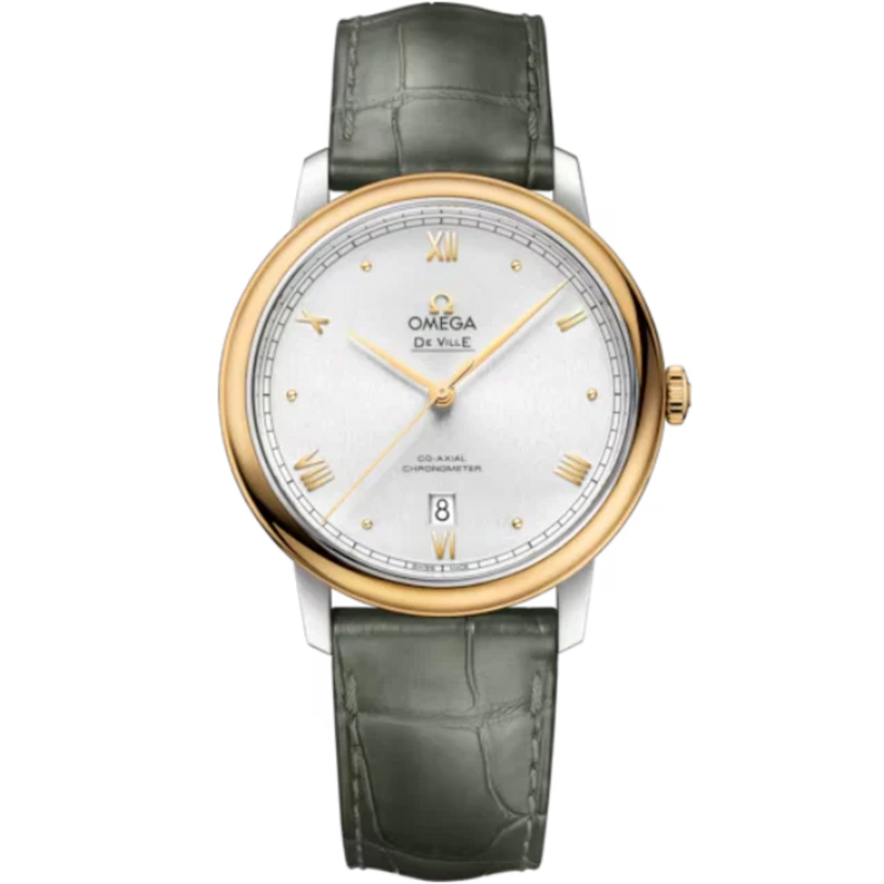 DE VILLE PRESTIGE 39 MM STAINLESS STEEL - YELLOW GOLD WITH SILVER DIAL - Omega