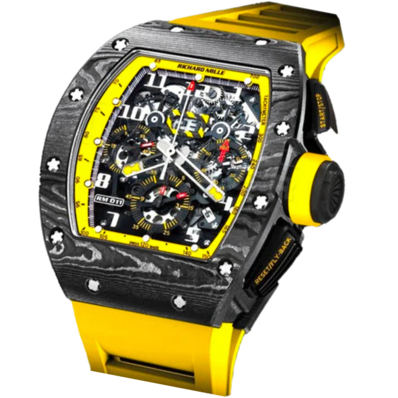 RM 011 Felipe Massa Yellow Storm Rubber Strap Carbon Fiber Case - Richard Mille