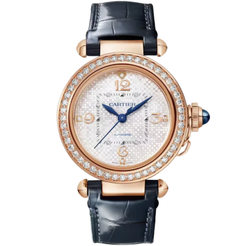 PASHA DE CARTIER 35 MM ROSE GOLD WITH SILVER ENGRAVED DIAL - Cartier