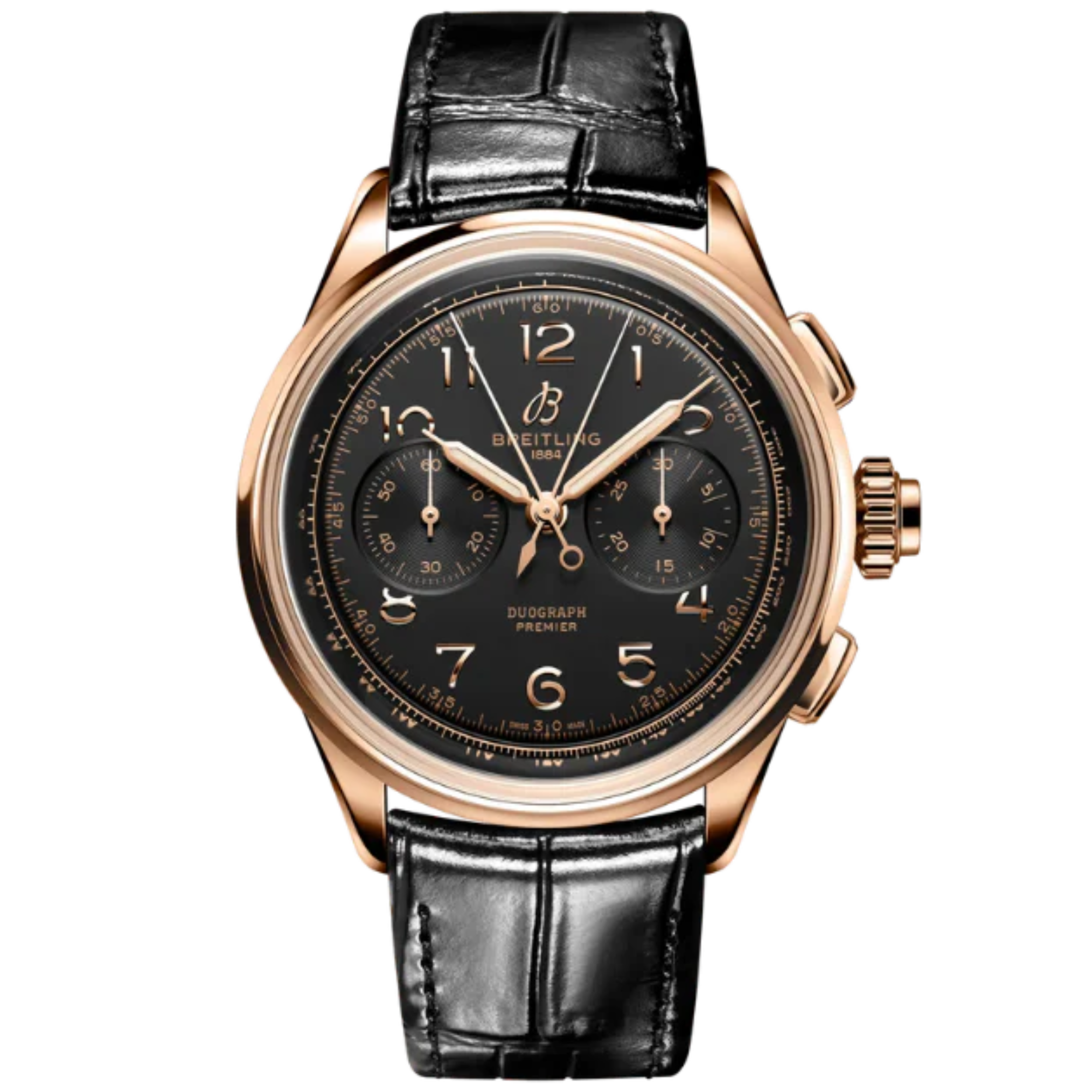PREMIER B15 DUOGRAPH 42 MM 18K ROSE GOLD WITH BLACK DIAL - Breitling