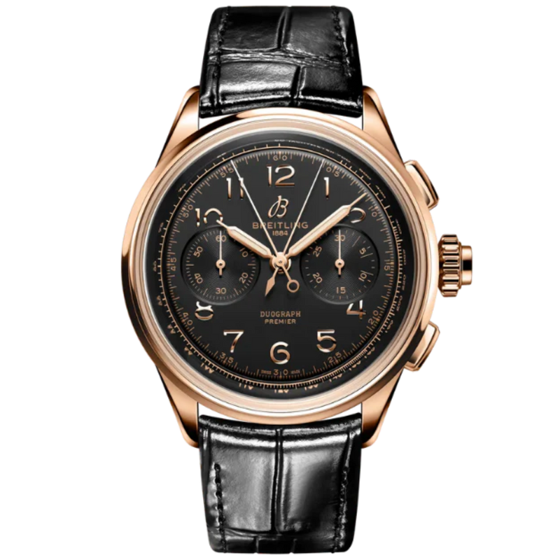 PREMIER B15 DUOGRAPH 42 MM 18K ROSE GOLD WITH BLACK DIAL - Breitling