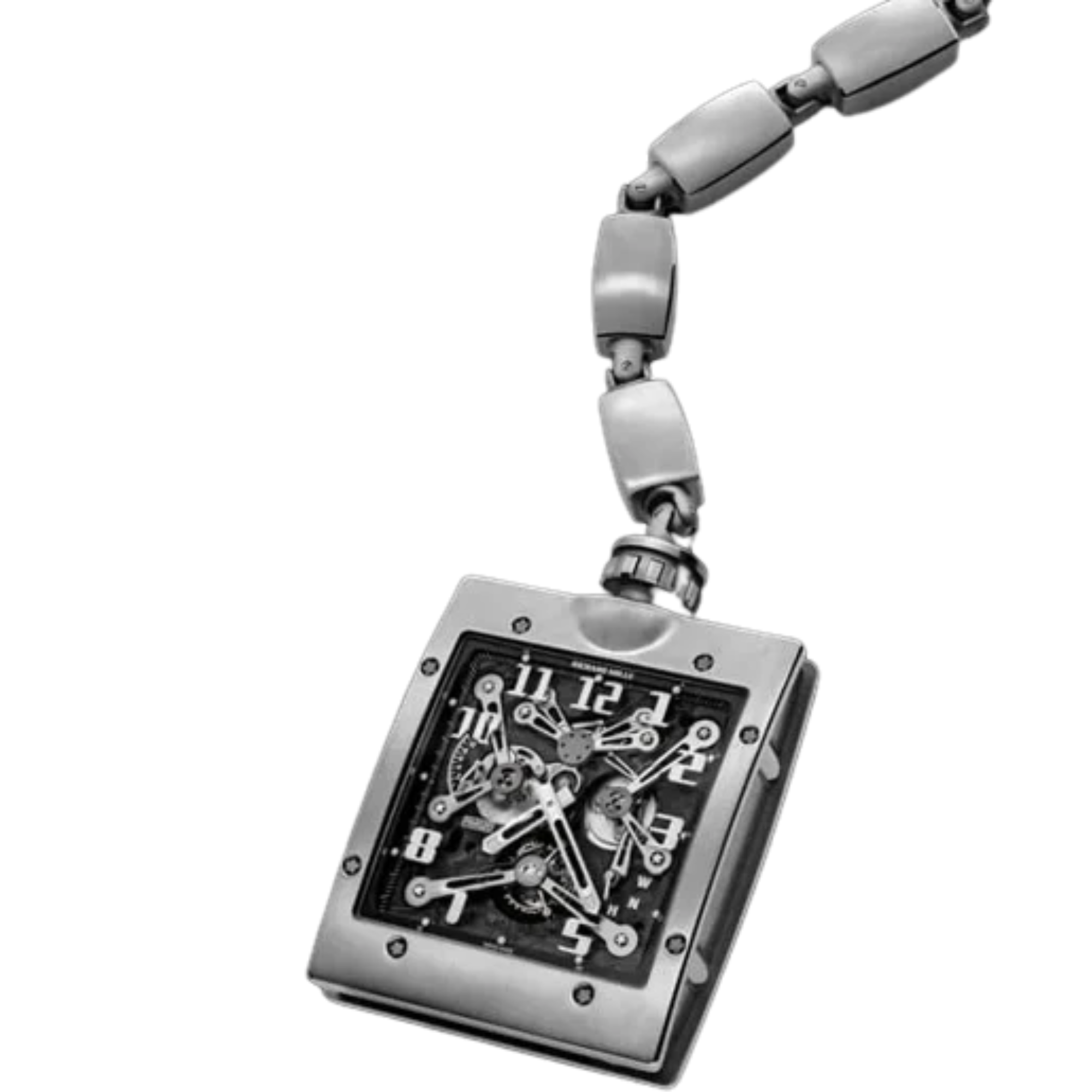 RM 020 Manual Winding Tourbillon Pocket Watch Titanium Chain Rectangular Titanium Case - Richard Mille