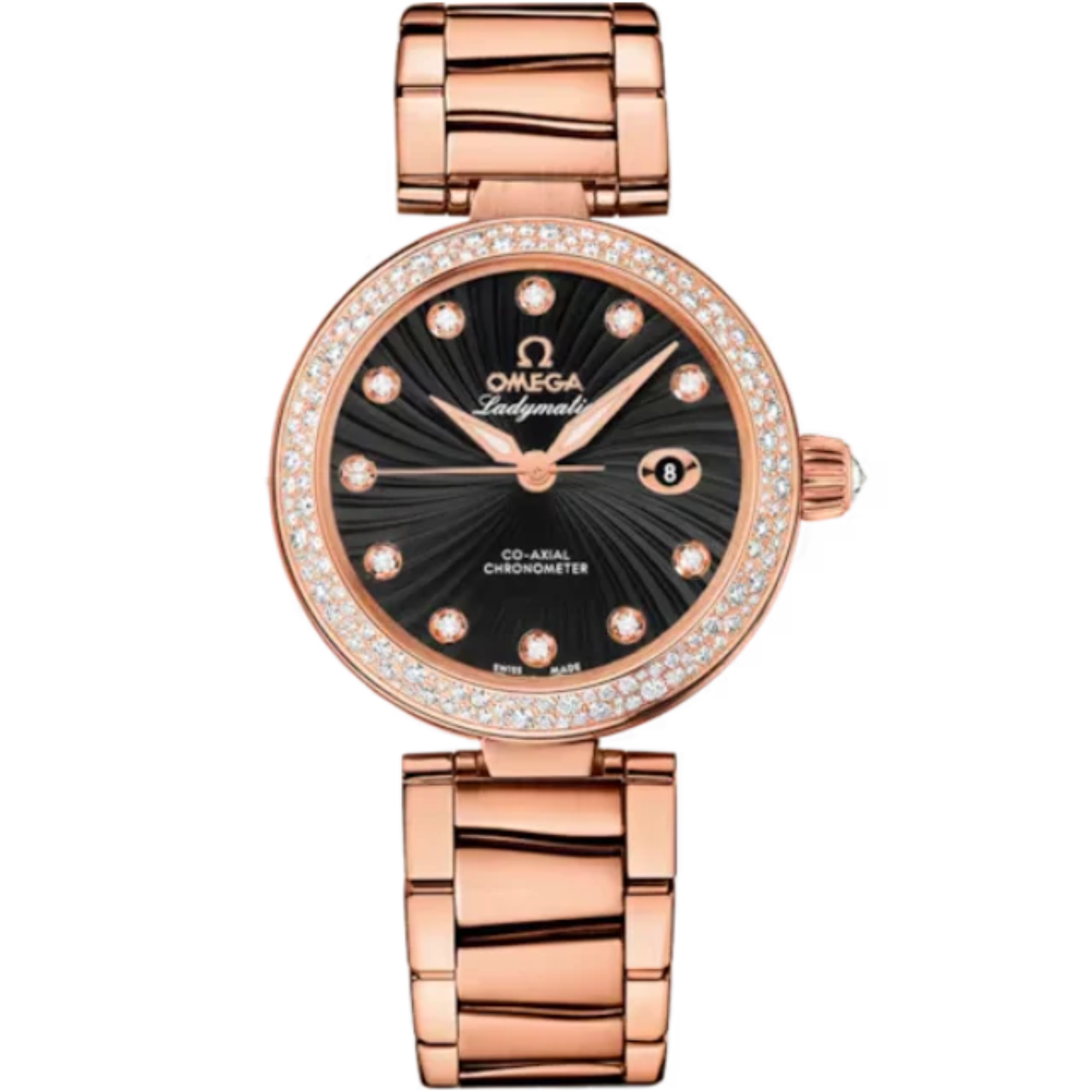 DE VILLE LADYMATIC 34 MM RED GOLD WITH BLACK DIAL - Omega