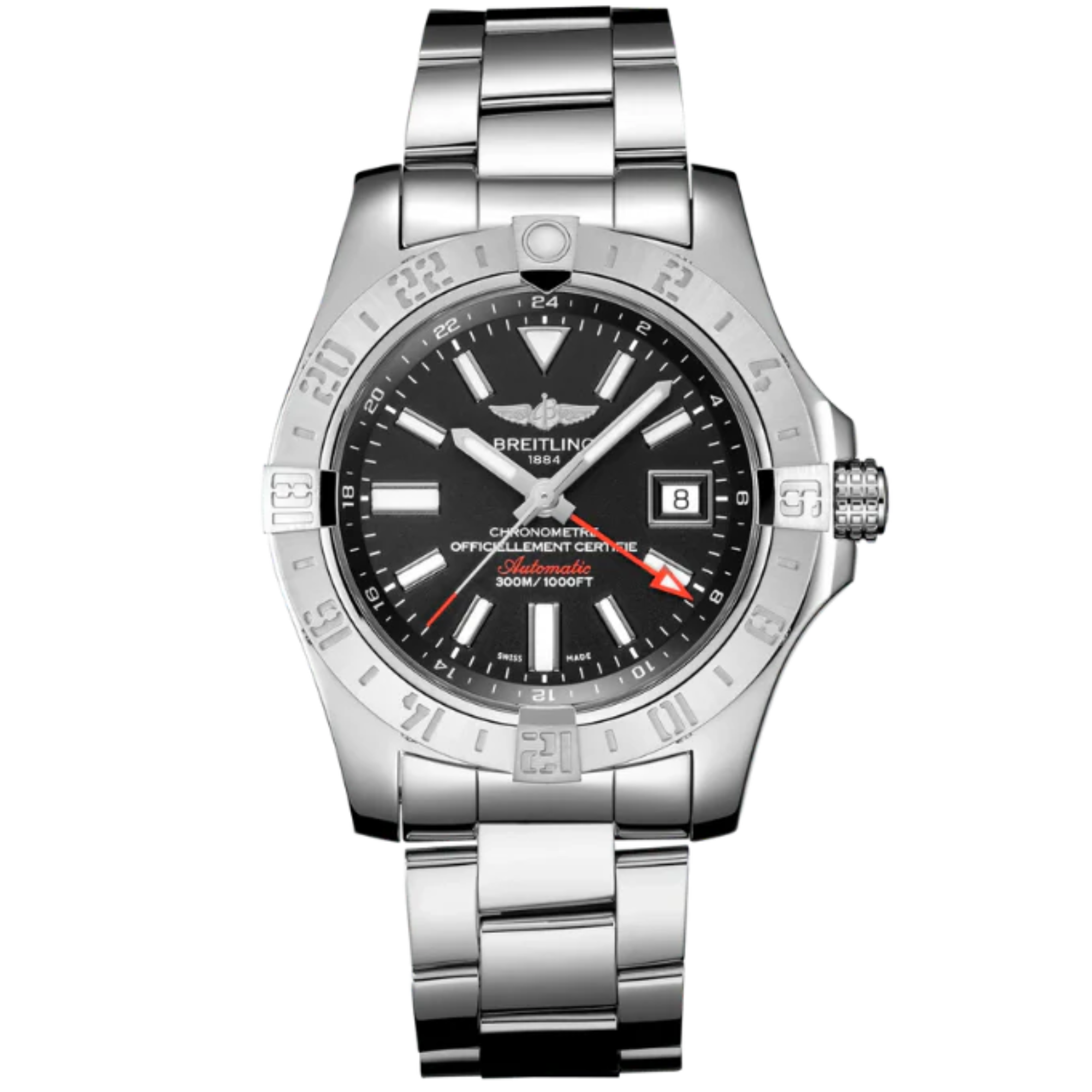 AVENGER II GMT 43 MM STAINLESS STEEL WITH BLACK DIAL - Breitling