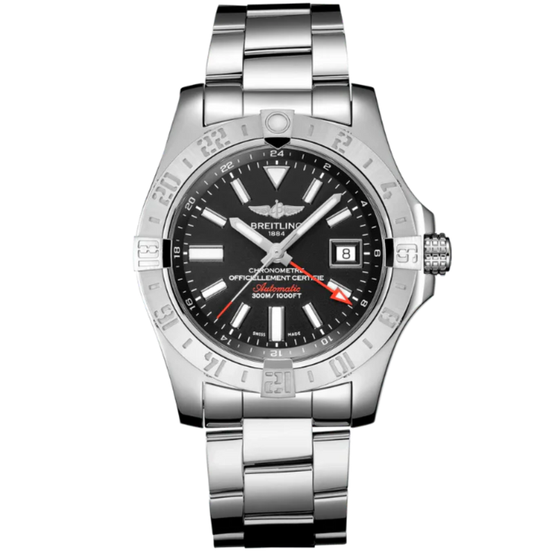AVENGER II GMT 43 MM STAINLESS STEEL WITH BLACK DIAL - Breitling
