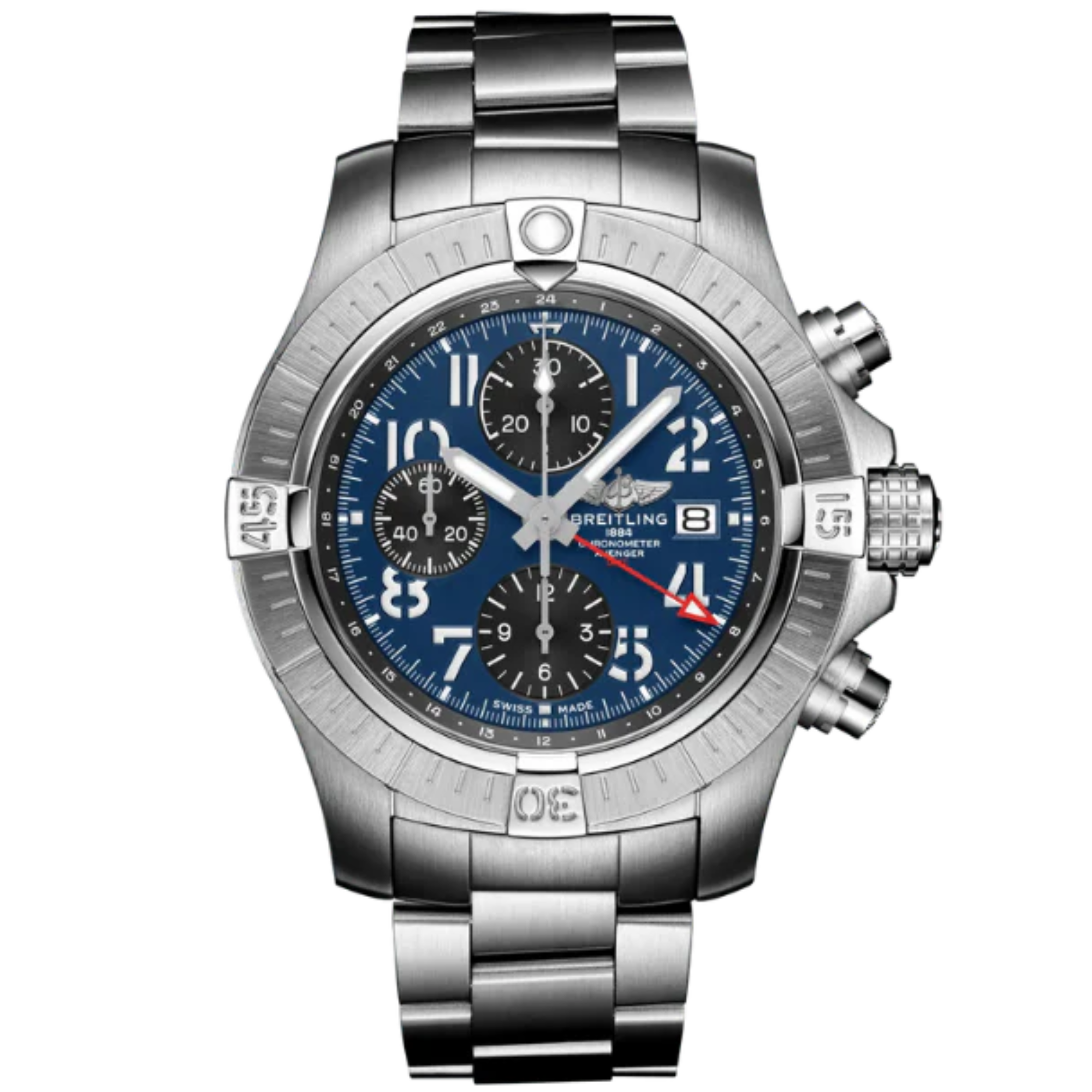 AVENGER CHRONOGRAPH GMT 45 MM STAINLESS STEEL WITH BLUE DIAL - Breitling