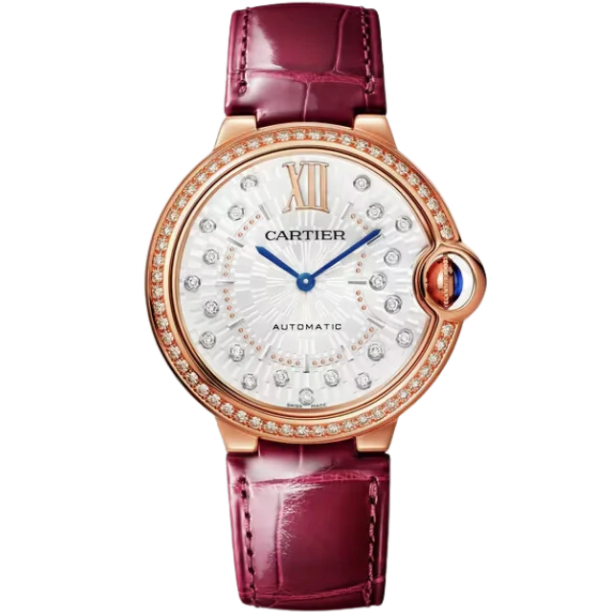 BALLON BLEU DE CARTIER 36 MM ROSE GOLD WITH MATT SILVER STAMPED SUNRAY DIAL - Cartier
