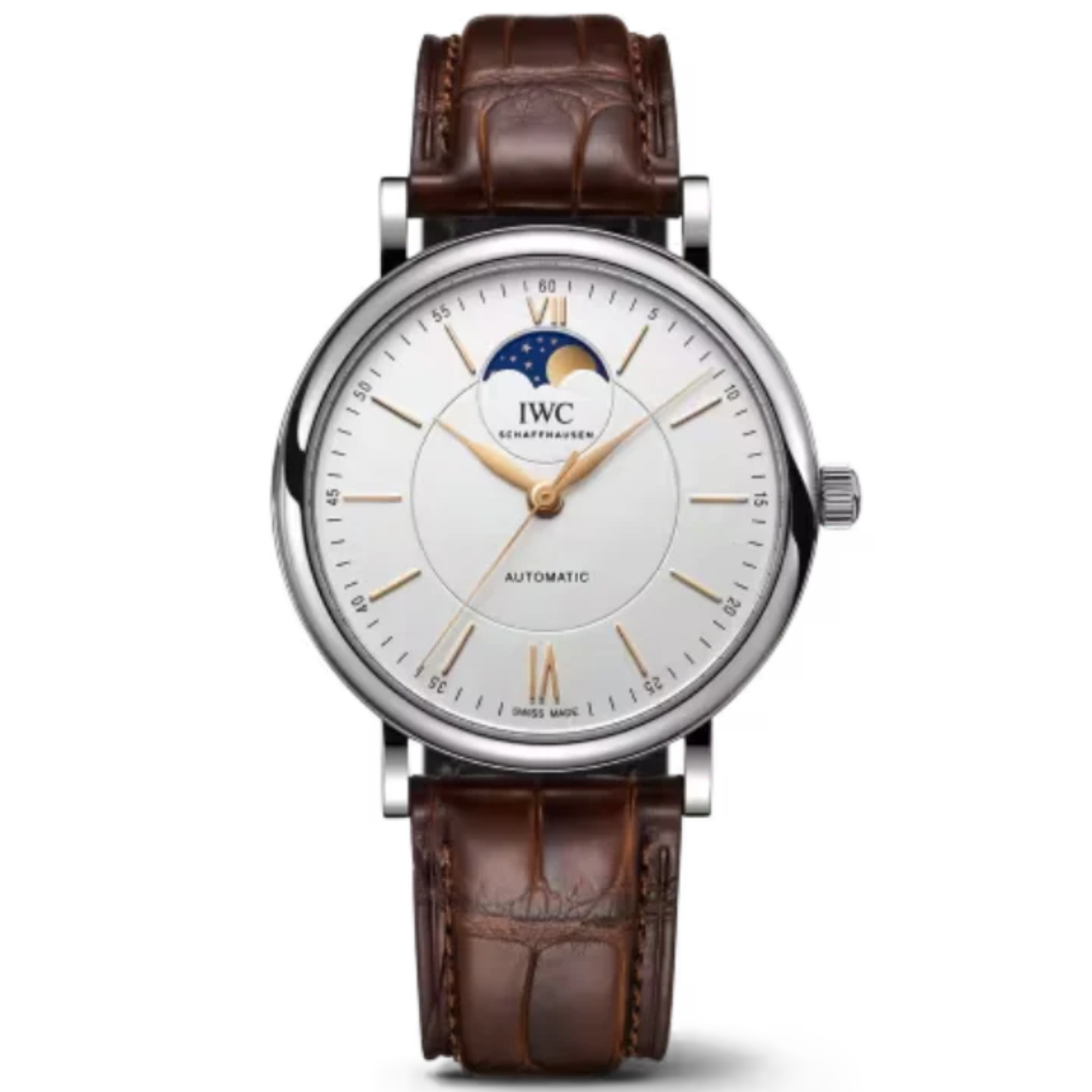 PORTOFINO AUTOMATIC MOON PHASE 40 MM STAINLESS STEEL WITH SILVER DIAL - IWC