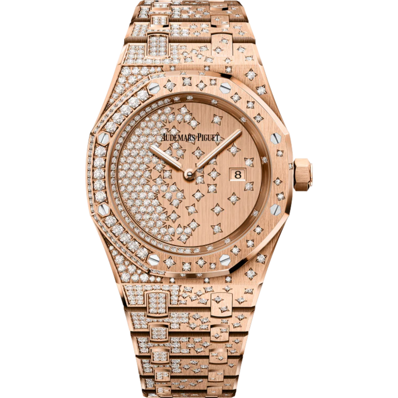 Royal Oak Quartz 33MM Diamond-Set 18-Carat Pink Gold Bracelet Diamond-Set 18-Carat Pink Gold Dial Diamond-Set 18-Carat Pink Gold Case - Audemars Piguet