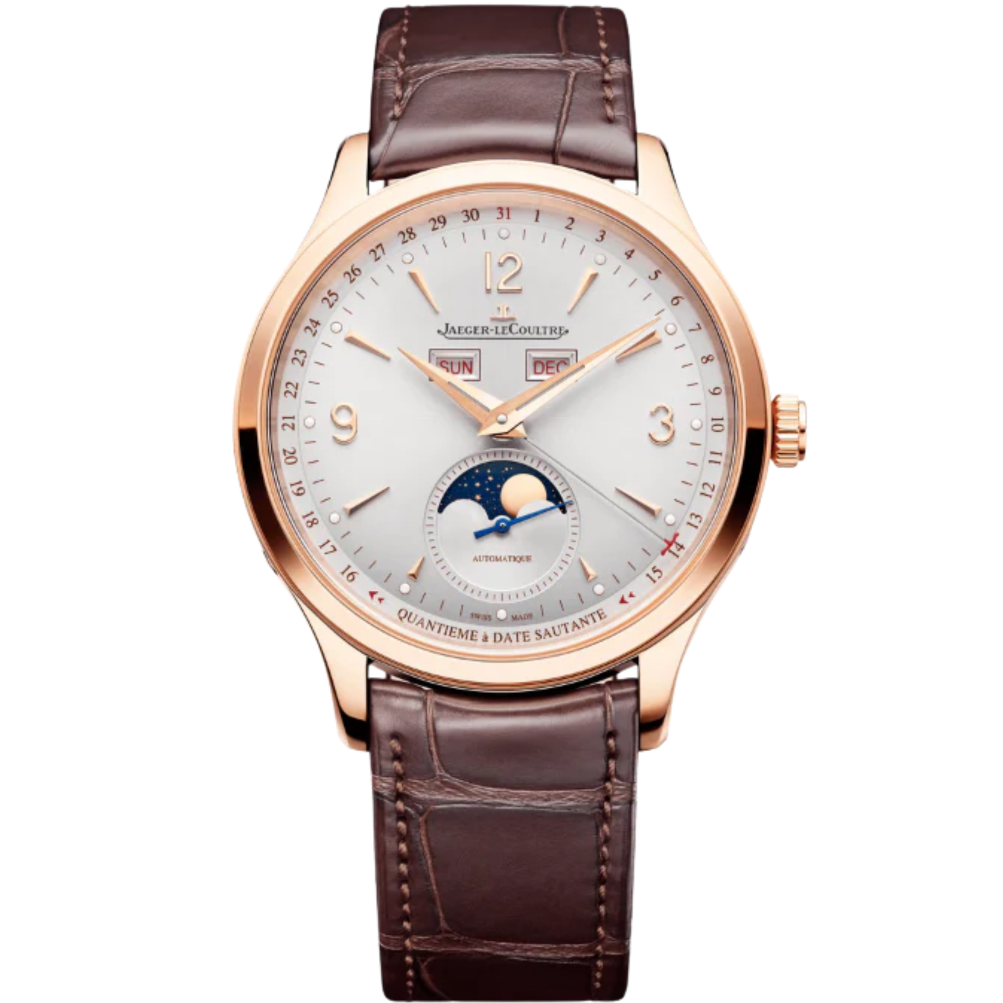 MASTER CONTROL CALENDAR 40 MM 18K ROSE GOLD WITH SILVER GREY SUNRAY BRUSHED DIAL - Jaeger-LeCoultre