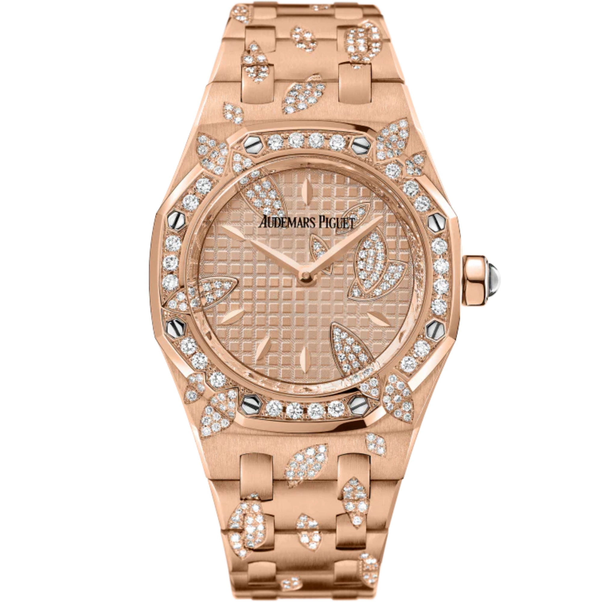 Royal Oak Leaves 33MM 18-Carat Pink Gold Bracelet 18-Carat Pink Gold Dial With Grande Tapisserie Pattern 18-Carat Pink Gold Case Set With a Leaves Decor - Audemars Piguet