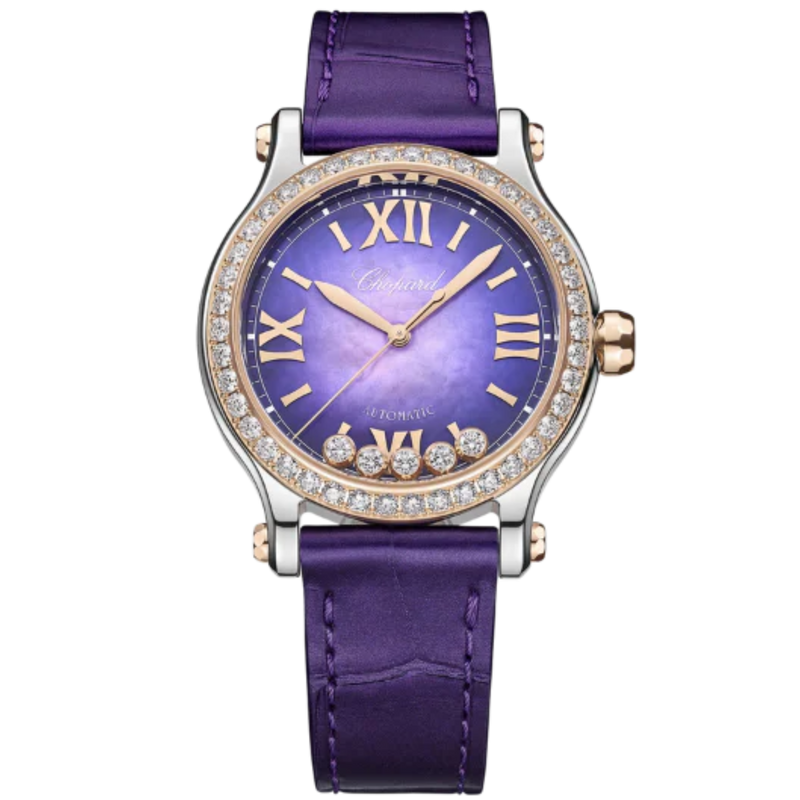 HAPPY SPORT 33 MM ETHICAL ROSE GOLD - LUCENT STEEL™ WITH PURPLE MOTHER OF PEARL DIAL - Chopard