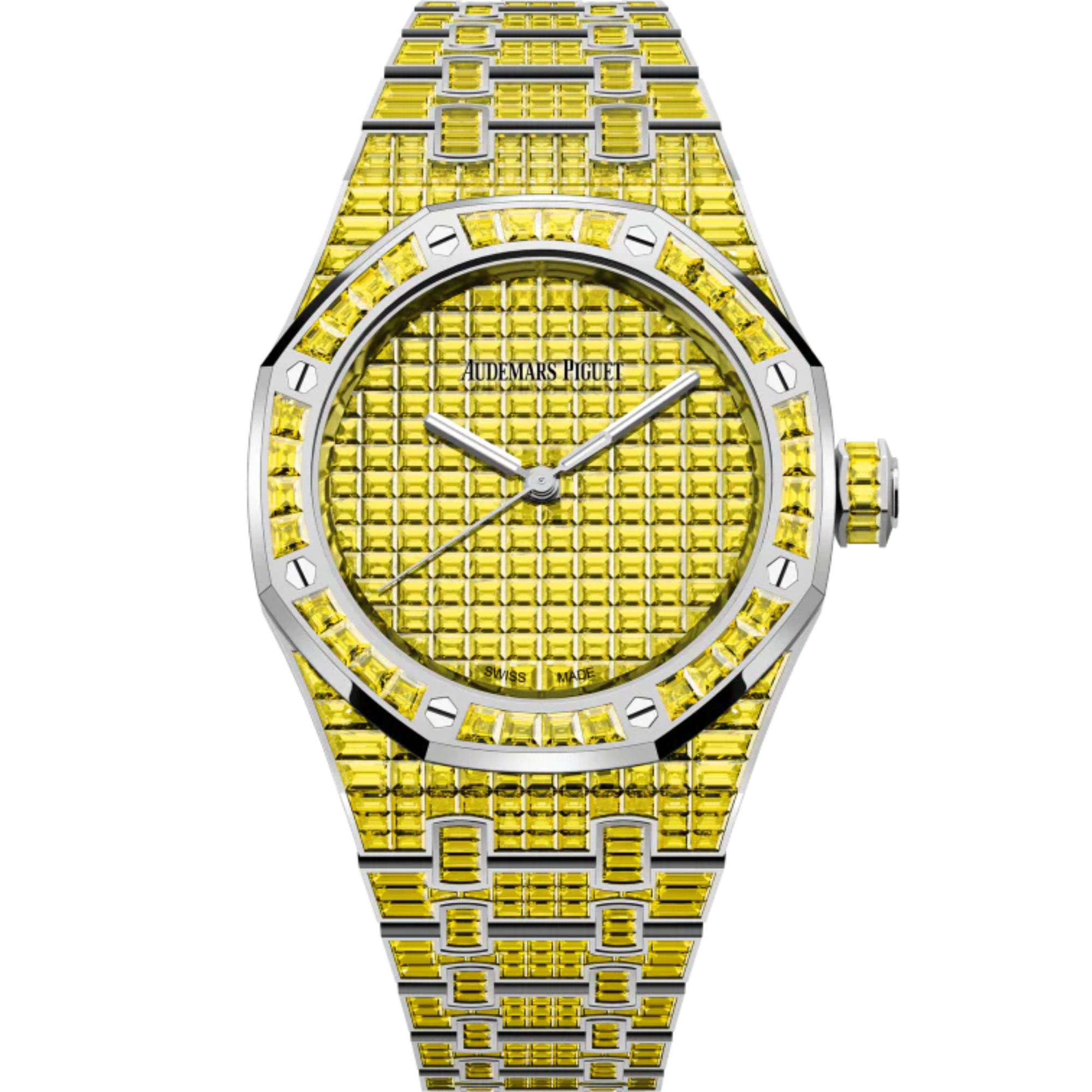 Royal Oak Selfwinding Yellow Chrysoberyl 50th Anniversary 37MM 18-Carat White Gold Bracelet 18-Carat White Gold Dial 18-Carat White Gold Case Set With Baguette-Cut Yellow Chrysoberyls - Audemars Piguet