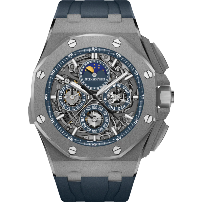Royal Oak Offshore Grande Complication 44MM Blue Rubber Strap Sapphire Dial Sandblasted Titanium Case - Audemars Piguet
