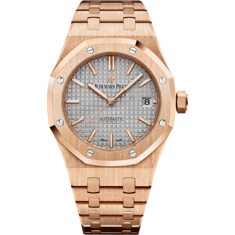 ROYAL OAKRoyal Oak Selfwinding 37MM 18-Carat Pink Gold Bracelet Nickel Grey Dial With Grande Tapisserie Pattern 18-Carat Pink Gold Case - Audemars Piguet