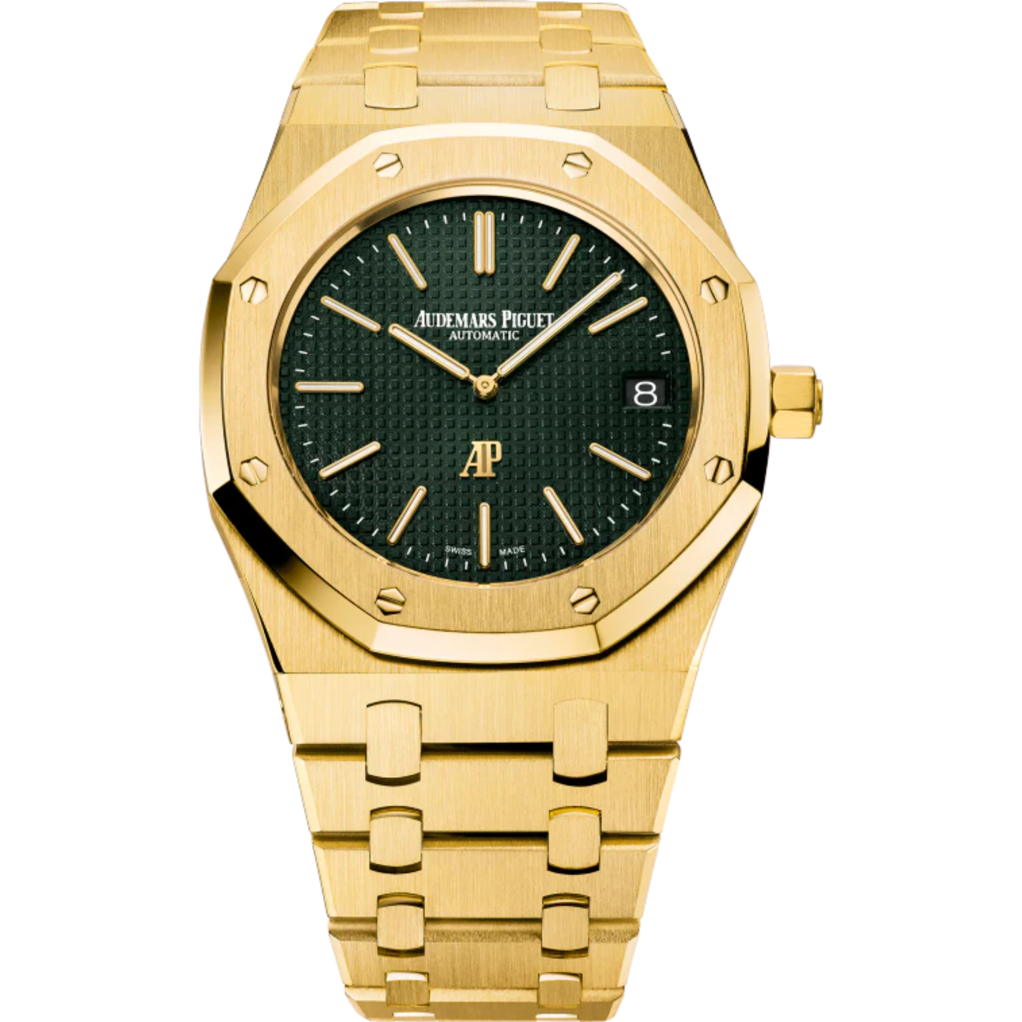 Royal Oak Extra-Thin 39MM 18-Carat Yellow Gold Bracelet Green Dial With Petite Tapisserie Pattern 18-Carat Yellow Gold Case - Audemars Piguet