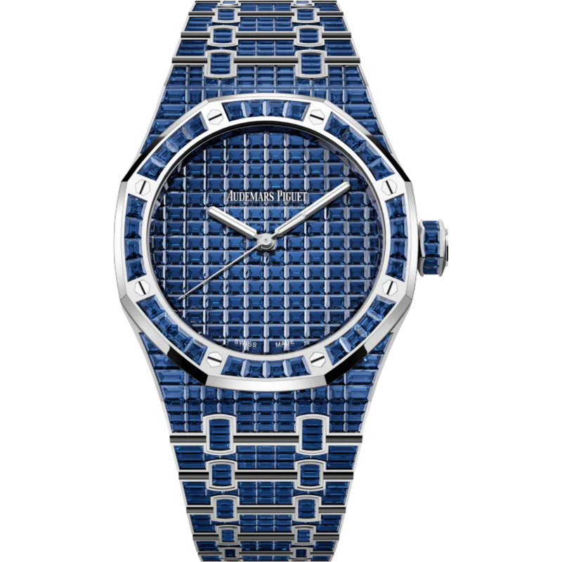 Royal Oak Selfwinding Blue Sapphire 50th Anniversary 41MM 18-Carat White Gold Bracelet Set 18-Carat White Gold Dial Set 18-Carat White Gold Case Set With Baguette-Cut Blue Sapphires - Audemars Piguet