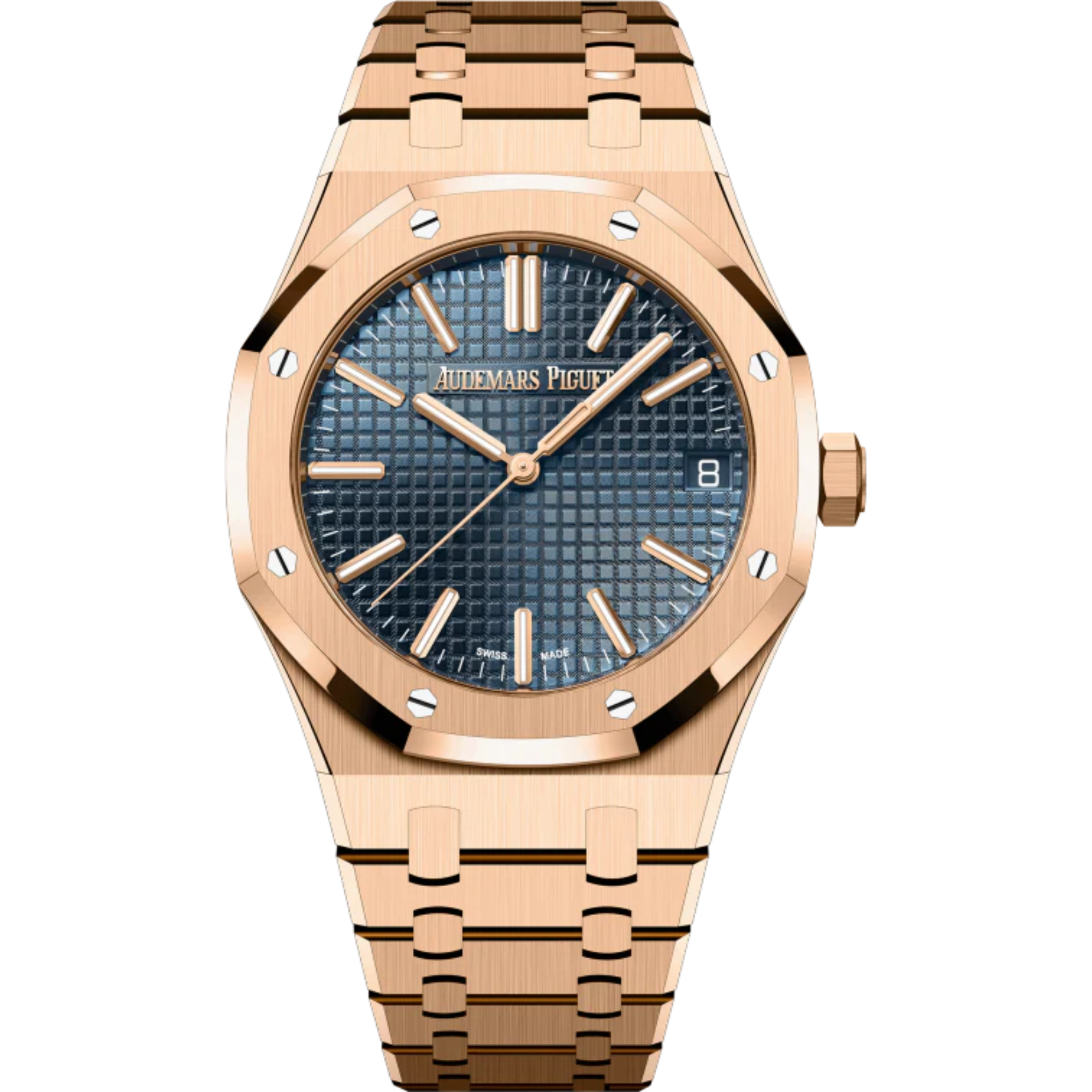 Royal Oak Selfwinding 50th Anniversary 41MM 18-Carat Pink Gold Bracelet Bleu Nuit Nuage 50 Dial With Grande Tapisserie Pattern 18-Carat Pink Gold Case - Audemars Piguet