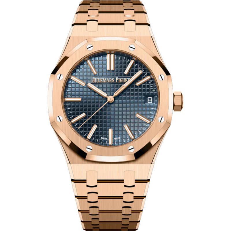 Royal Oak Selfwinding 50th Anniversary 41MM 18-Carat Pink Gold Bracelet Bleu Nuit Nuage 50 Dial With Grande Tapisserie Pattern 18-Carat Pink Gold Case - Audemars Piguet