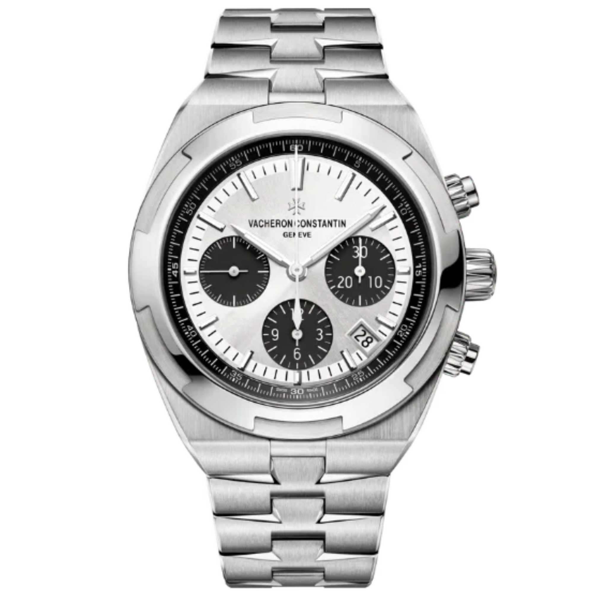 OVERSEAS CHRONOGRAPH 42 MM STAINLESS STEEL WITH WHITE BRASS DIAL - Vacheron Constantin