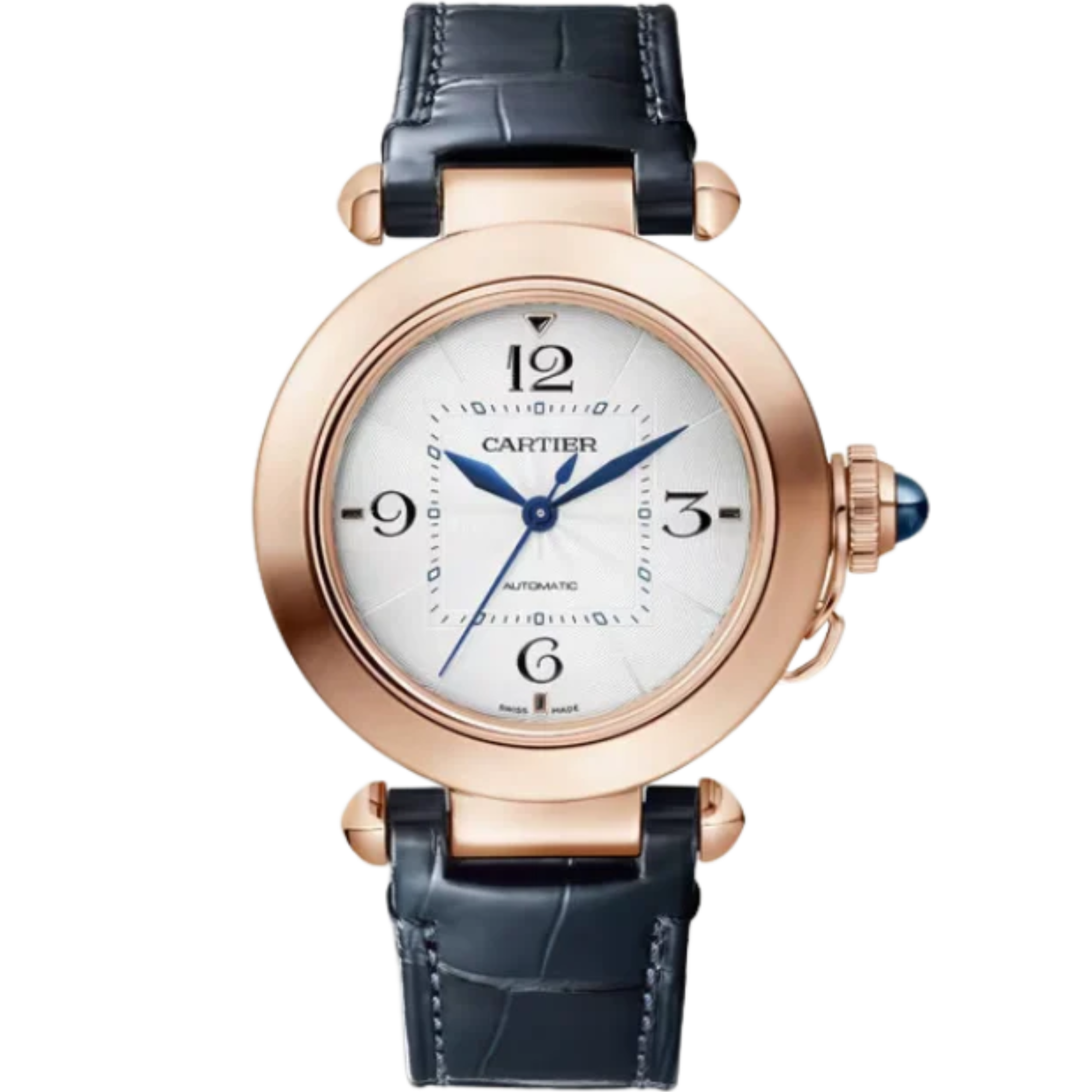 PASHA DE CARTIER 35 MM 18K ROSE GOLD WITH SILVER FLINQUE DIAL - Cartier