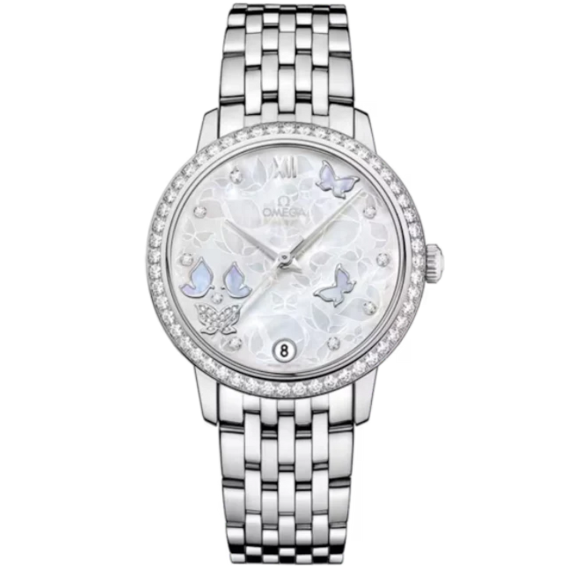 DE VILLE PRESTIGE BUTTERFLY 33 MM WHITE GOLD WITH MOTHER OF PEARL DIAL - Omega