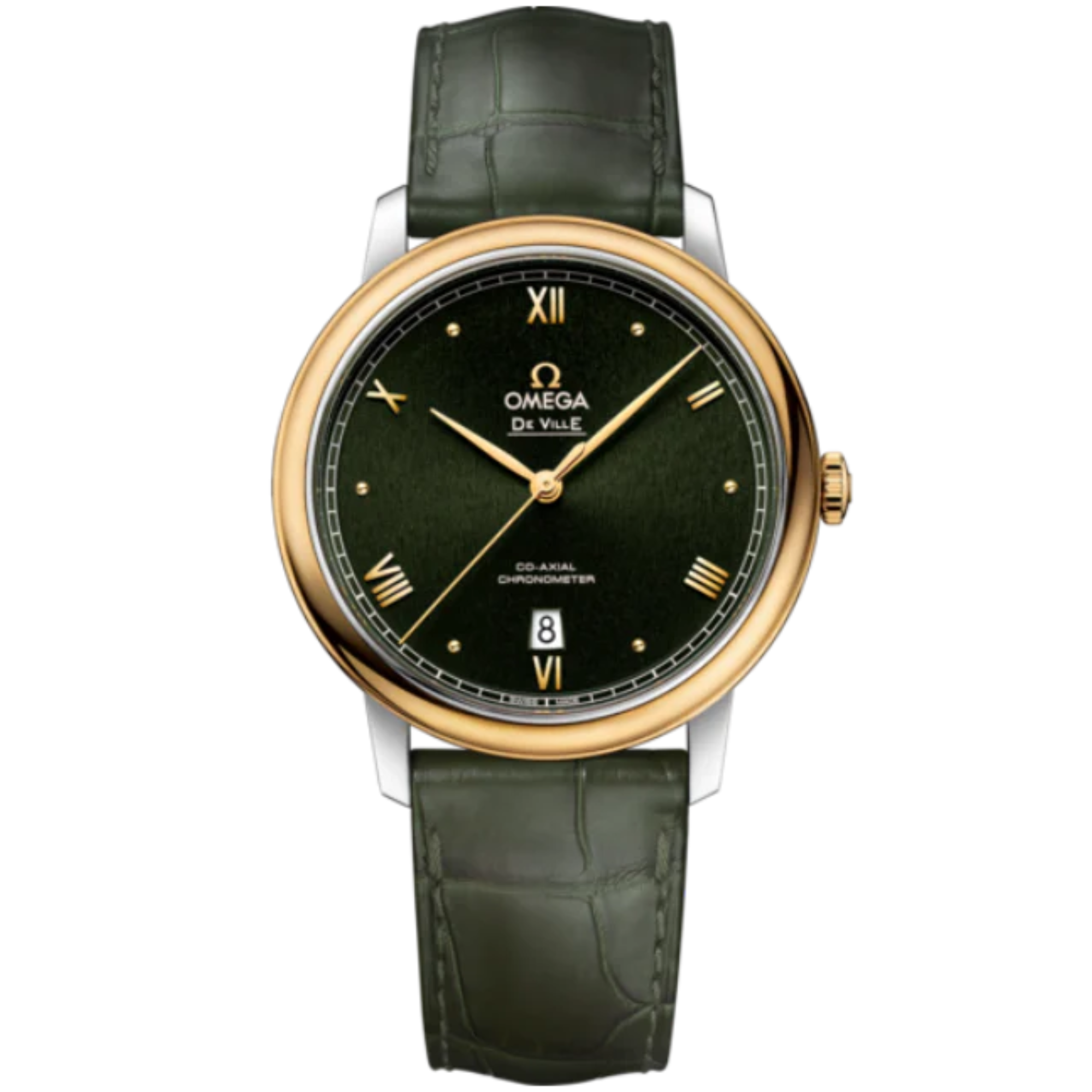 DE VILLE PRESTIGE 39 MM STAINLESS STEEL - YELLOW GOLD WITH GREEN DIAL - Omega