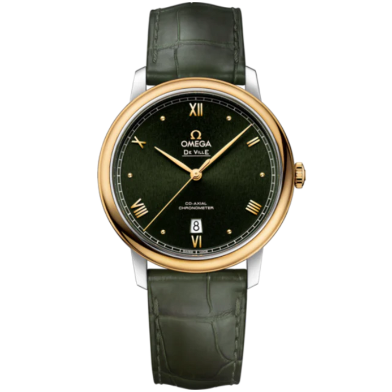 DE VILLE PRESTIGE 39 MM STAINLESS STEEL - YELLOW GOLD WITH GREEN DIAL - Omega