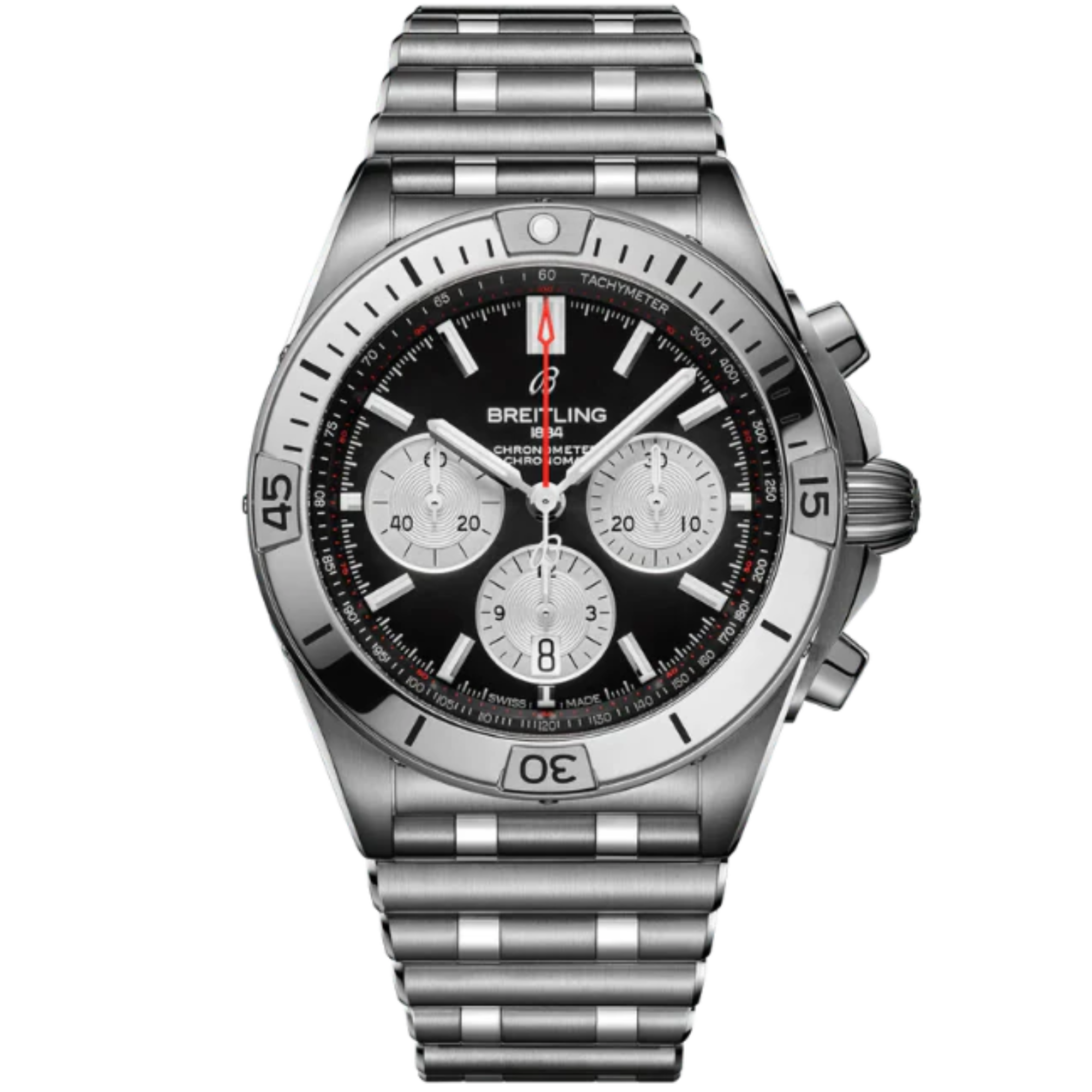 CHRONOMAT B01 42 MM STAINLESS STEEL WITH BLACK DIAL - Breitling