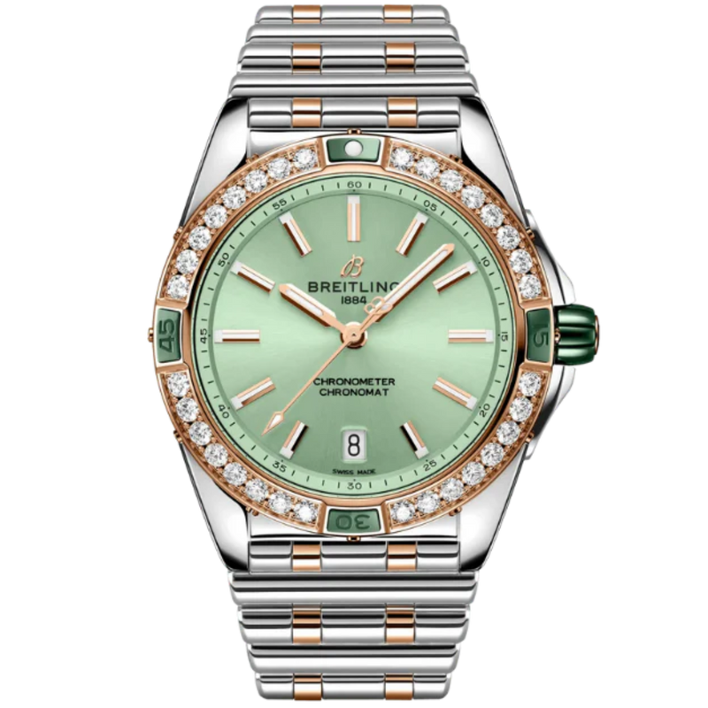 SUPER CHRONOMAT AUTOMATIC 38 MM STAINLESS STEEL & 18K ROSE GOLD WITH GREEN DIAL - Breitling
