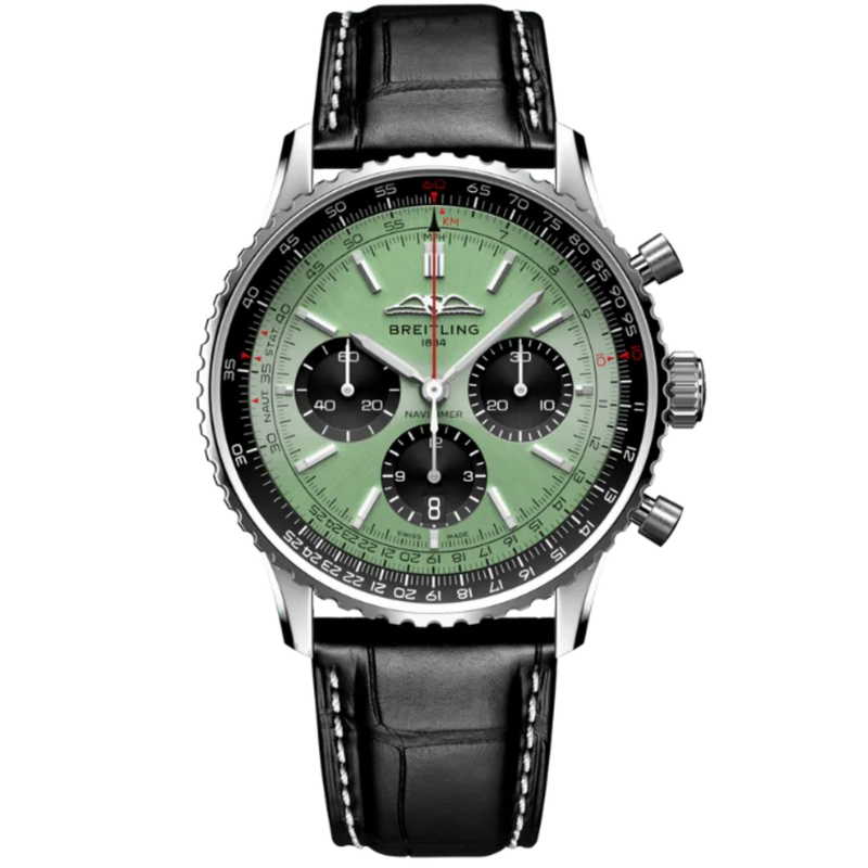 NAVITIMER B01 CHRONOGRAPH 43 MM STAINLESS STEEL WITH MINT GREEN DIAL - Breitling